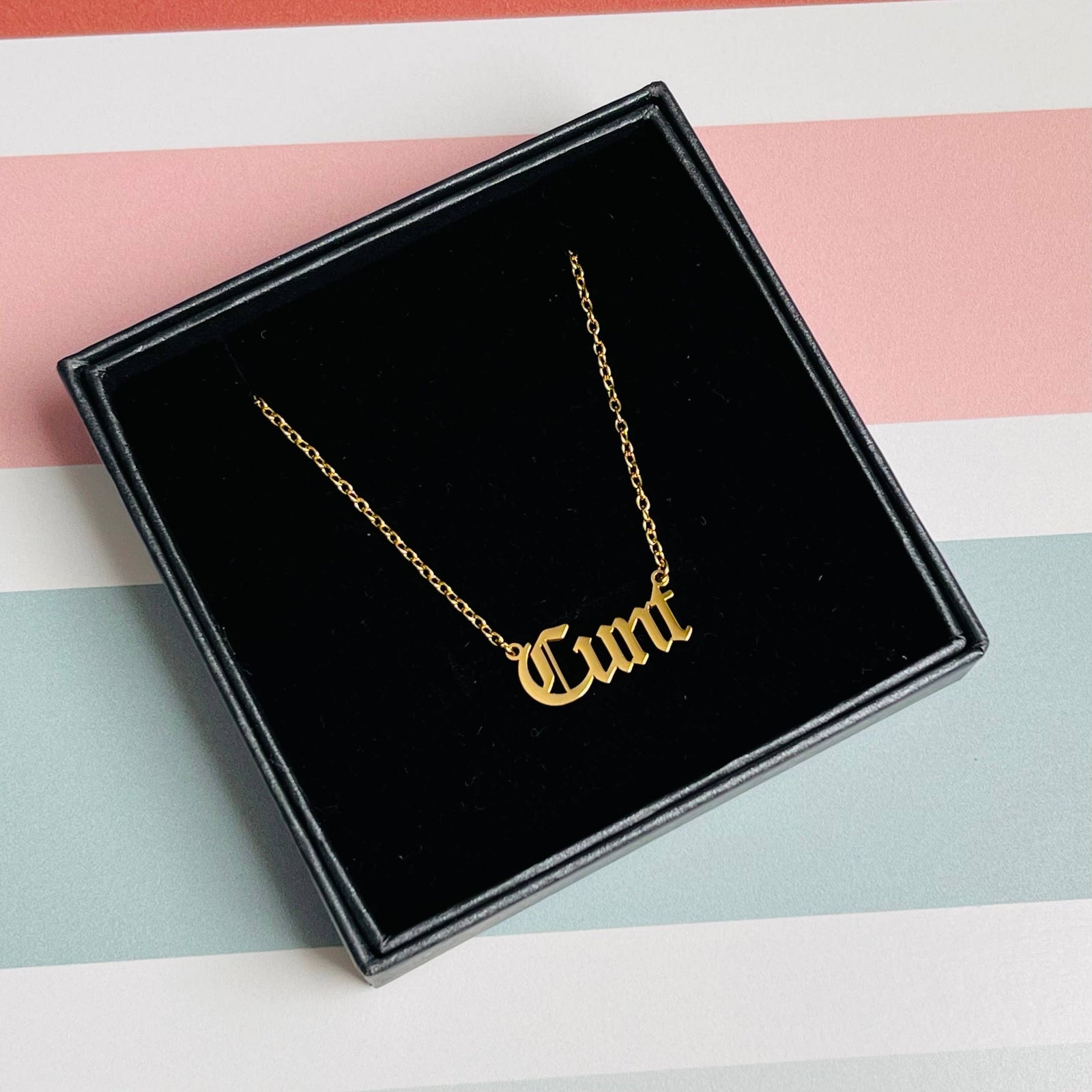 Cunt word Necklace stainless steel gold