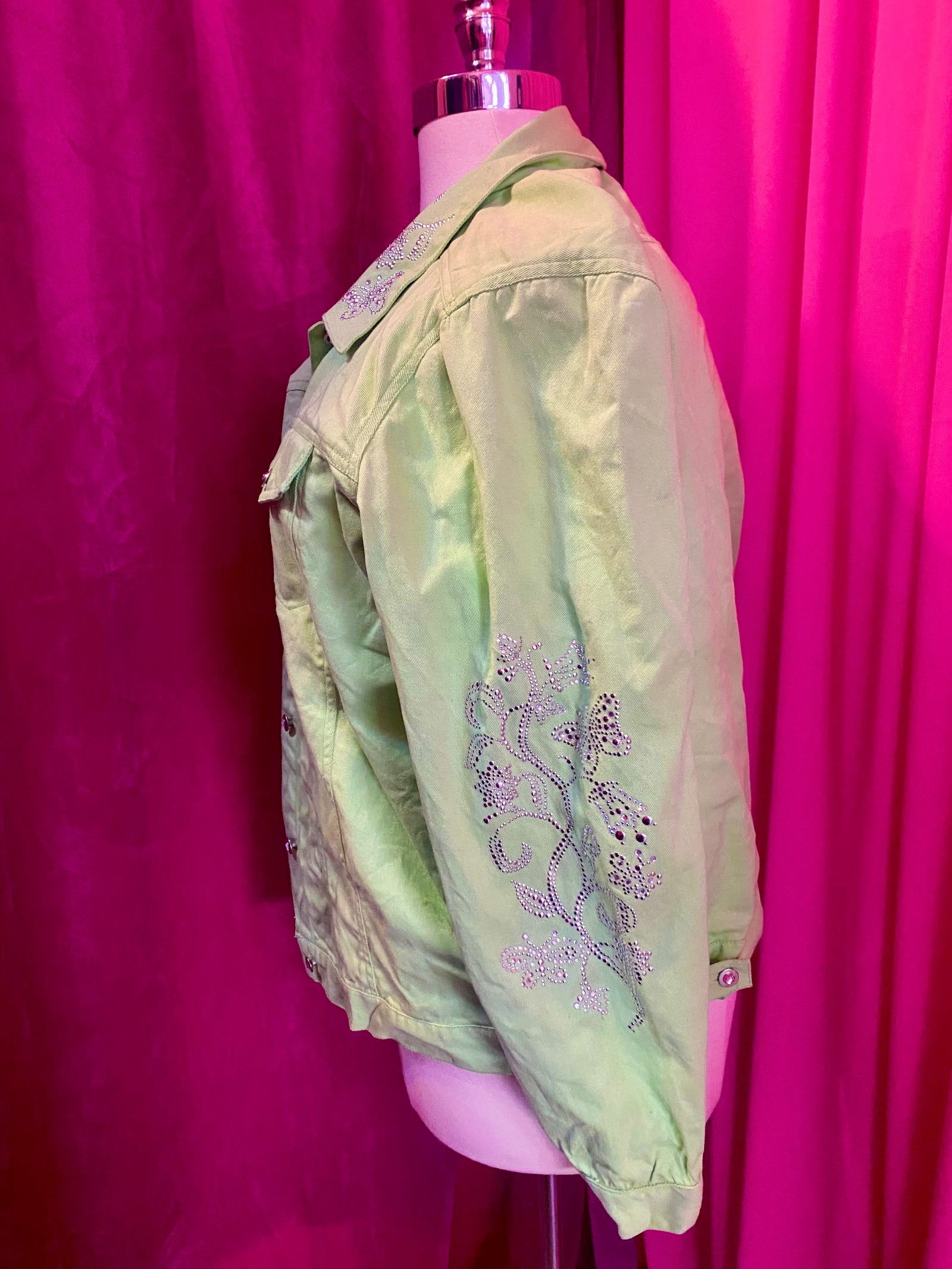 90’s Lime Bedazzled Denim Jacket - 1X