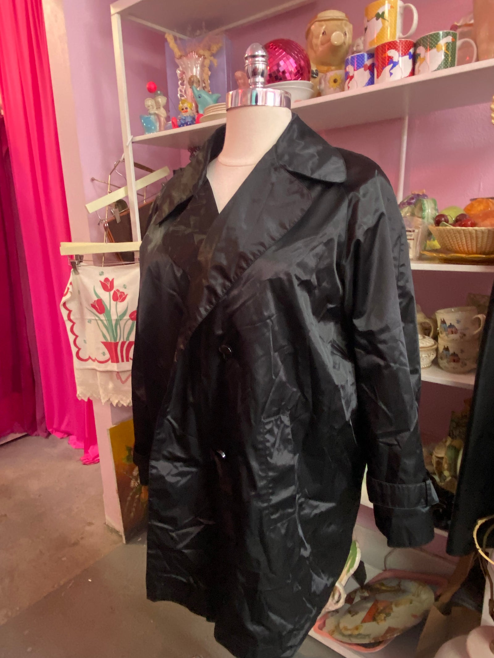 Y2K Nylon Trench Coat - Size 22