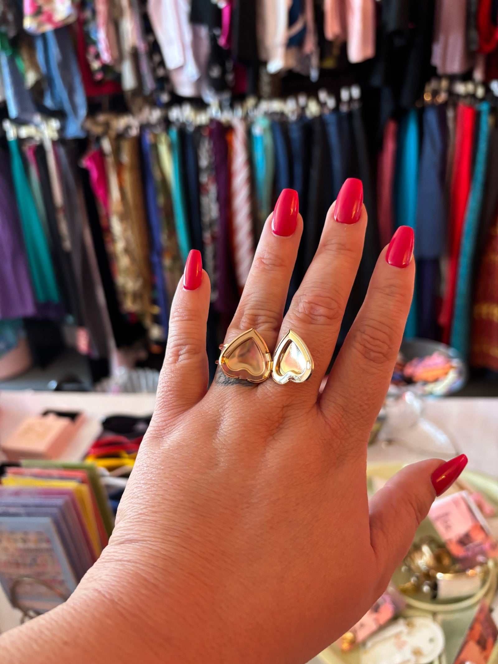 Adjustable Heart Locket Ring