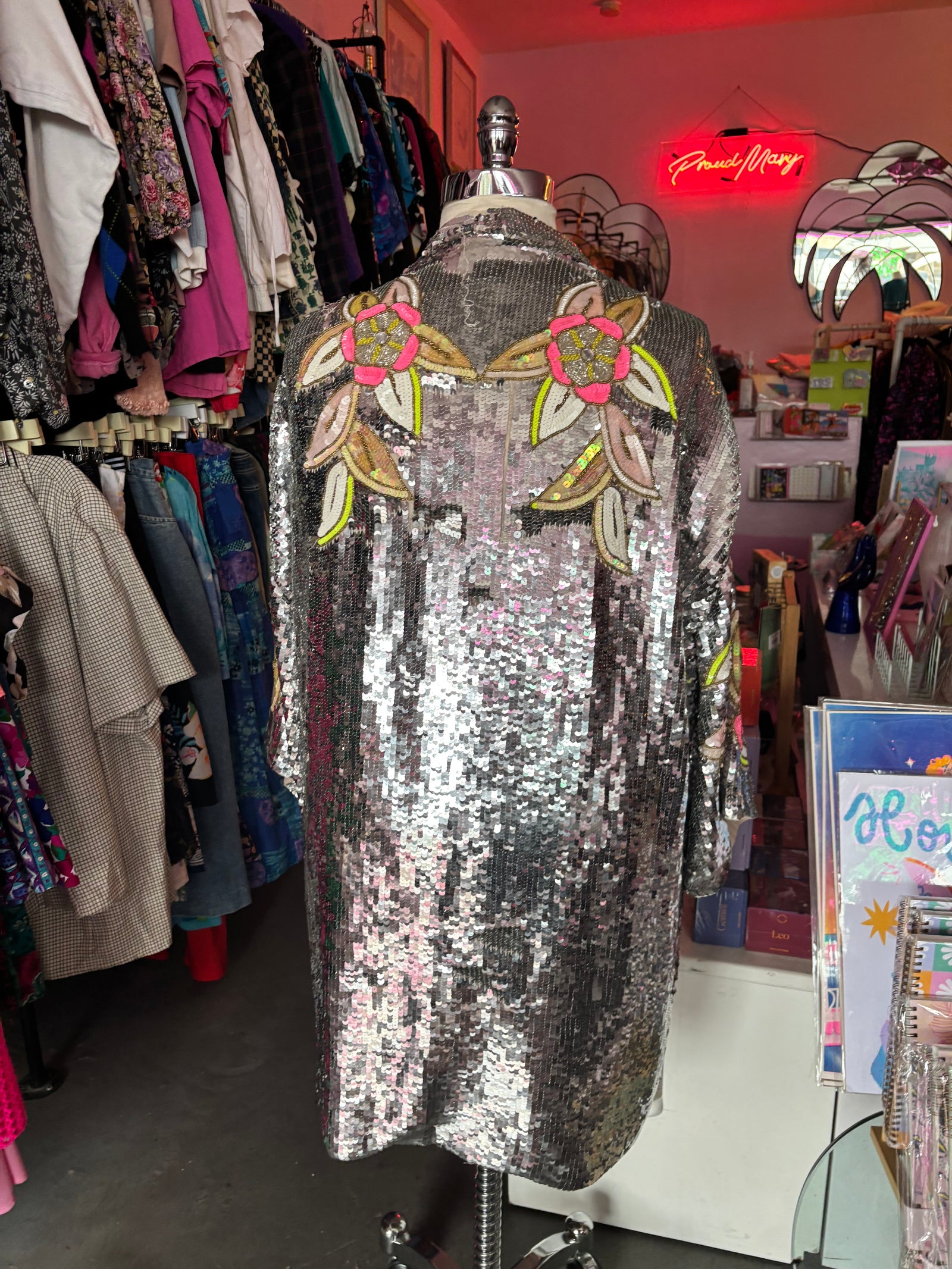 Asos Sequin Cover-up with Neon Floral Detail - 18/20