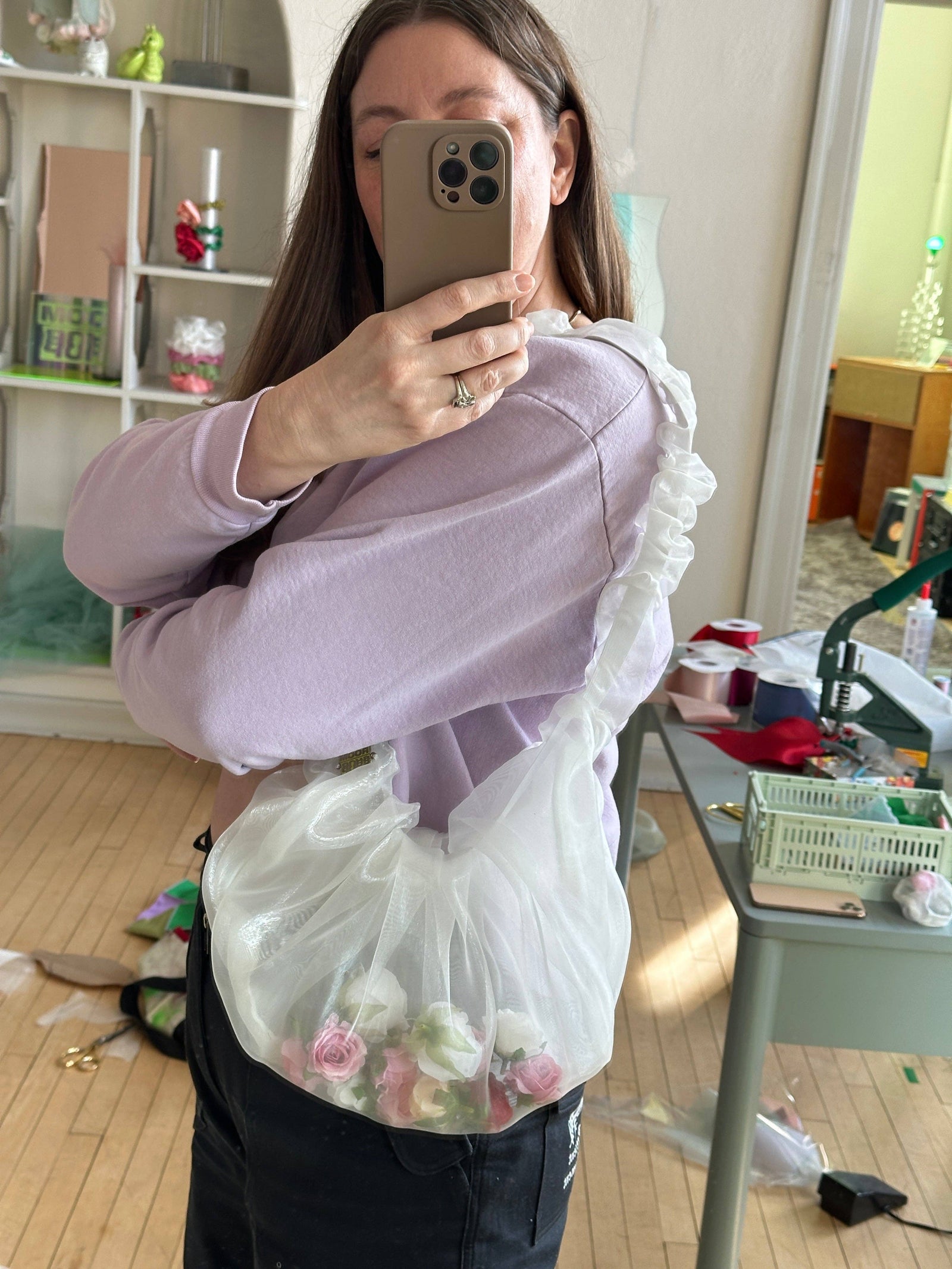 Rose Filled Crossbody Bag