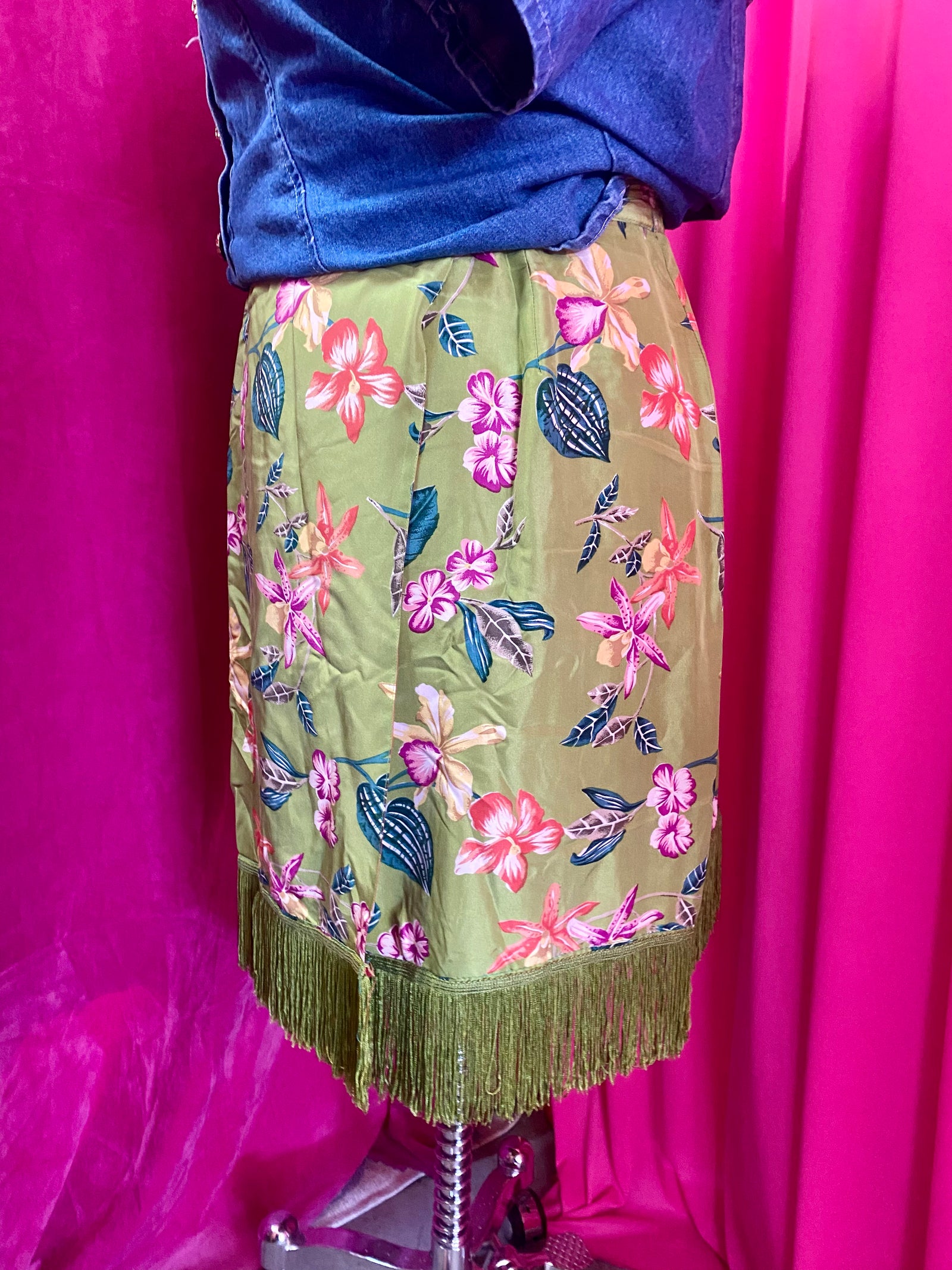 Vintage Silk Fringe Skirt Size 20