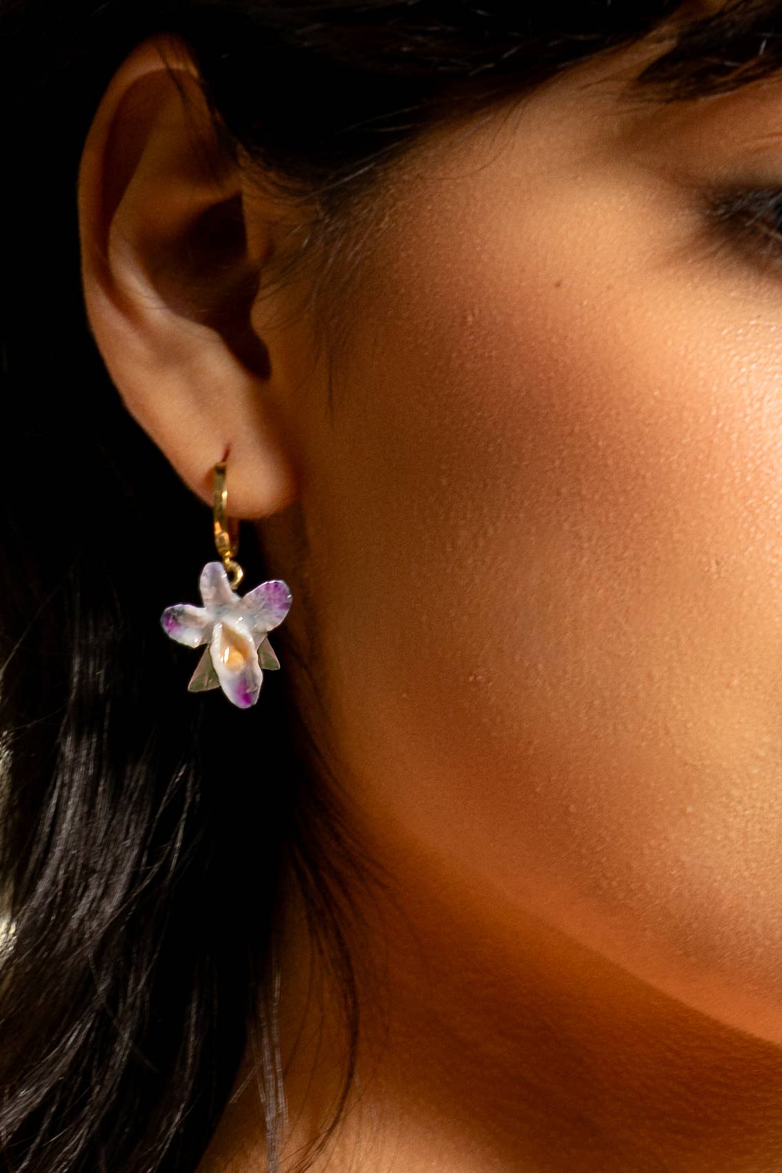 Earth Angel Orchid Hoops in Magenta