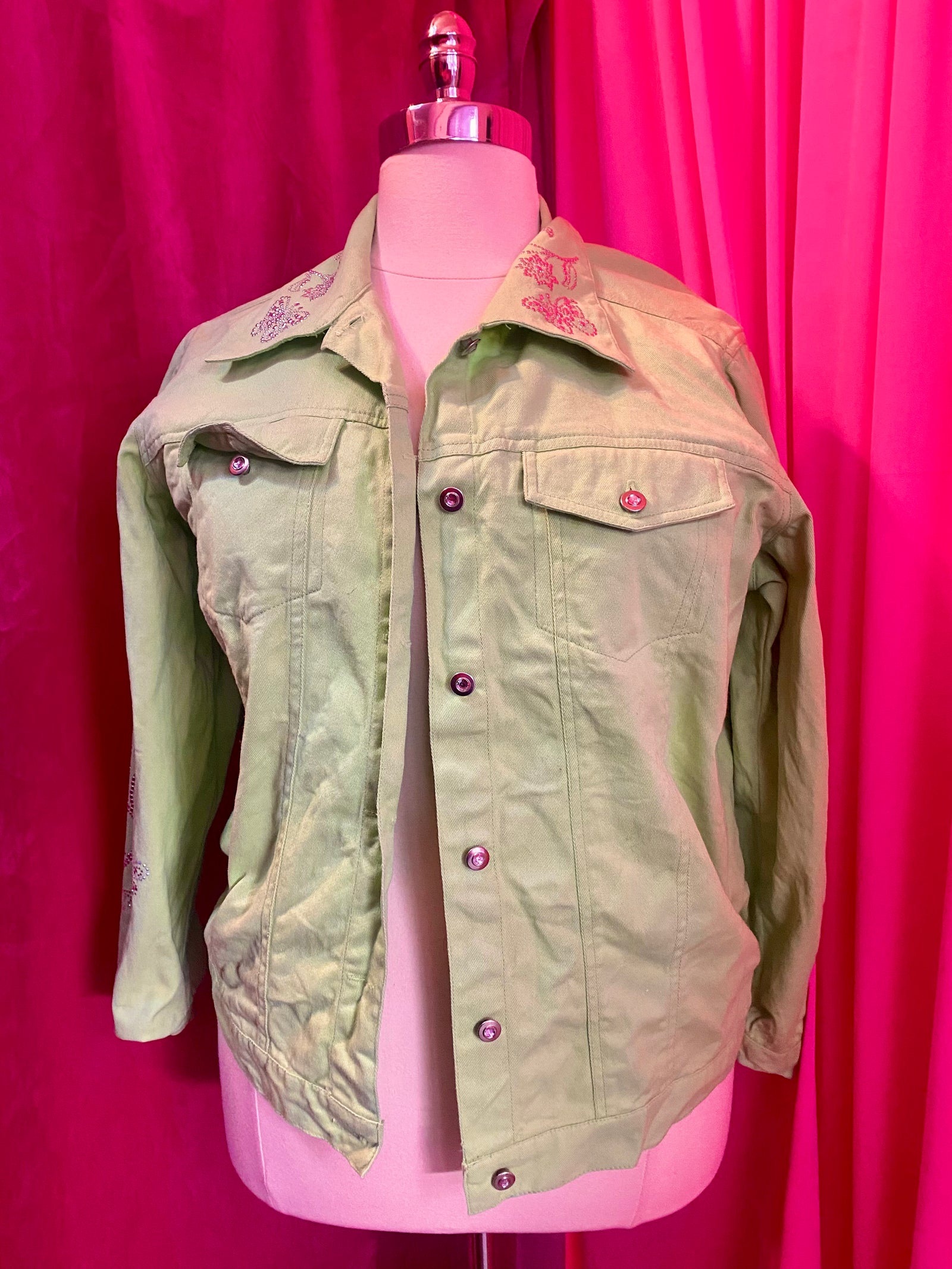 90’s Lime Bedazzled Denim Jacket - 1X