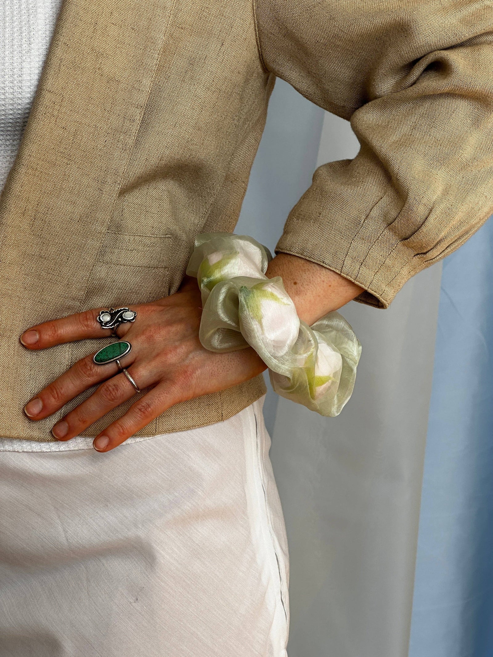 Mini Sheer Rose Stuffed Scrunchie