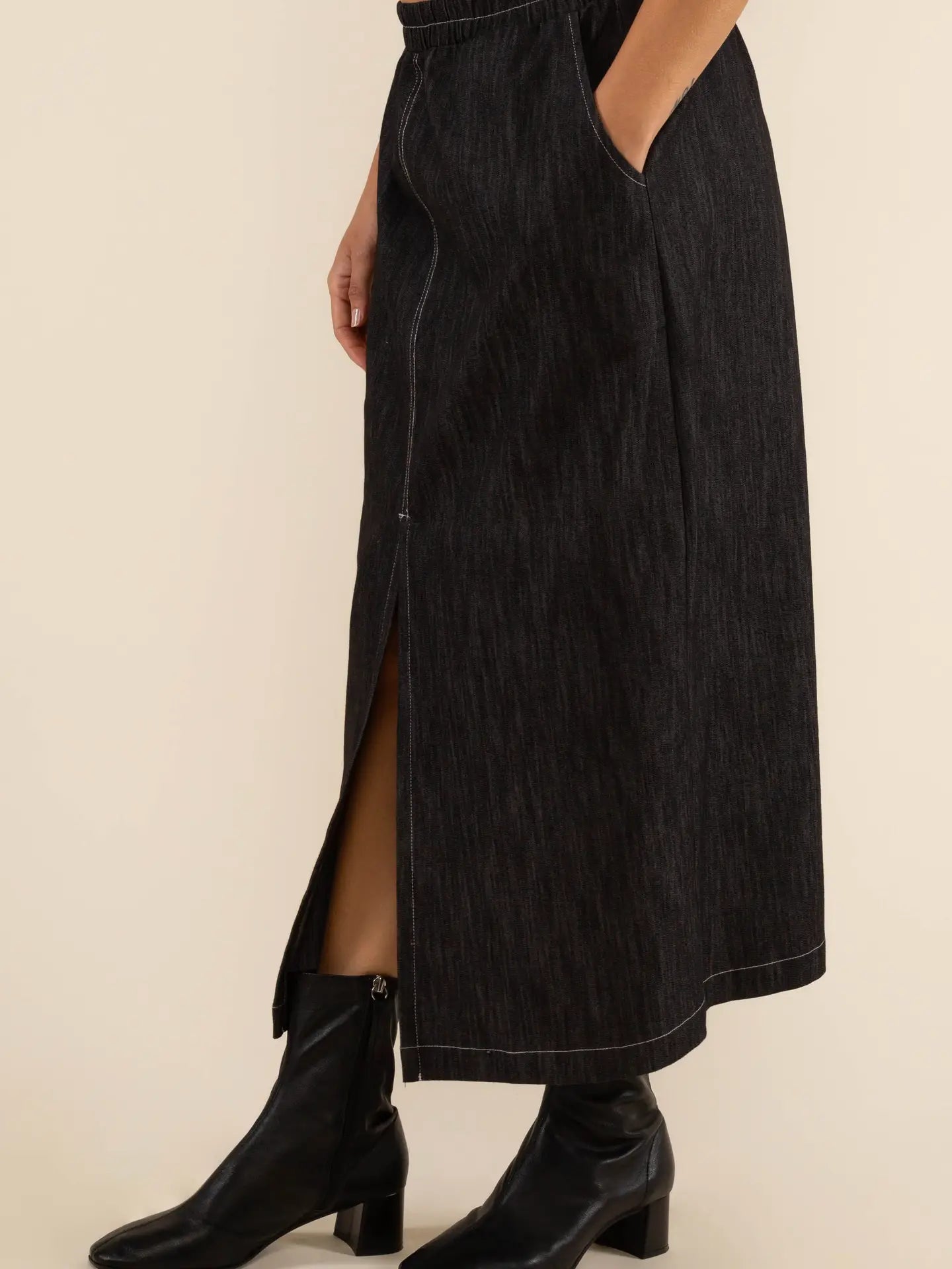 Laney Denim Skirt in Black