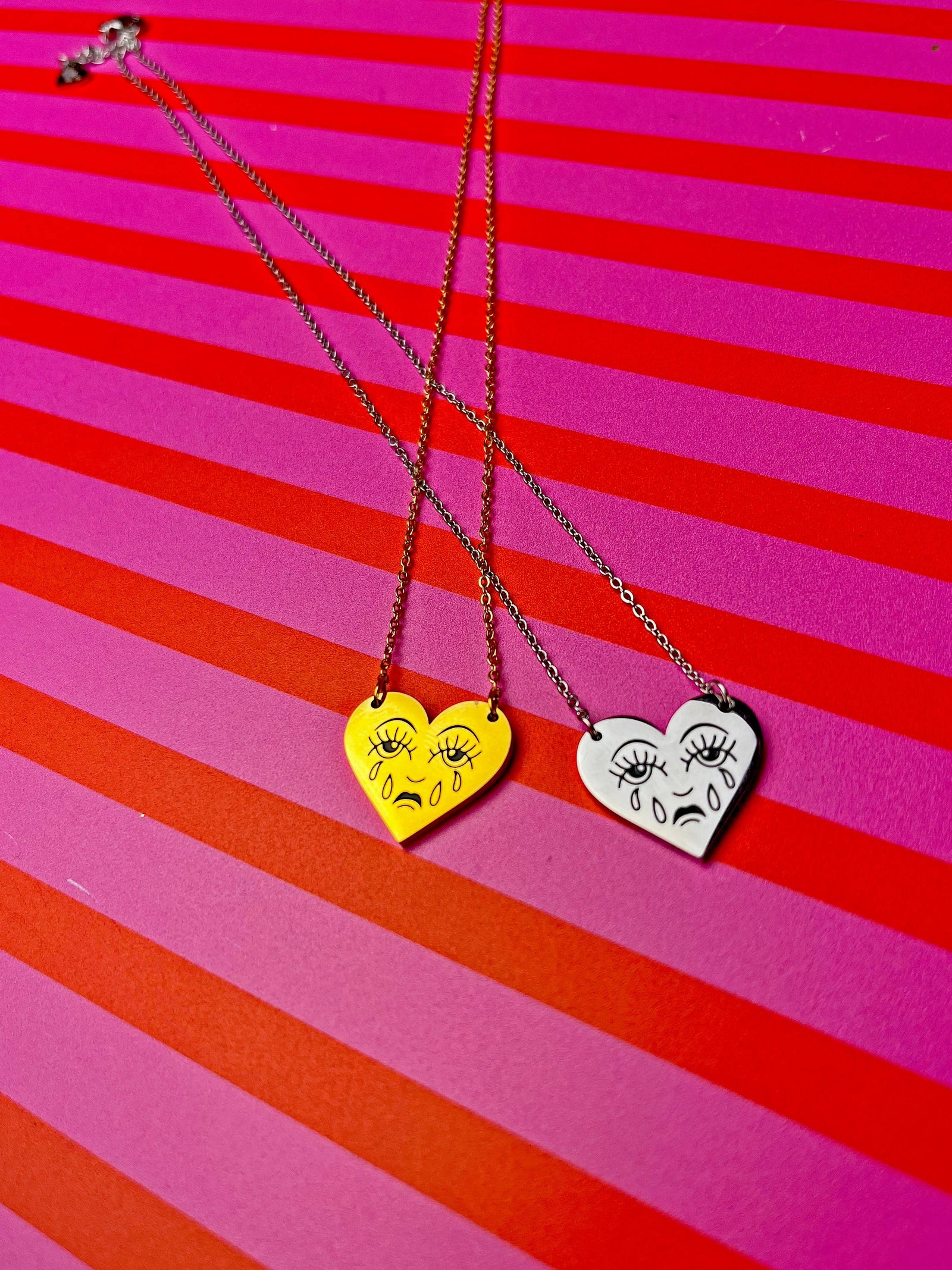 Crying Heart Necklace- Silver