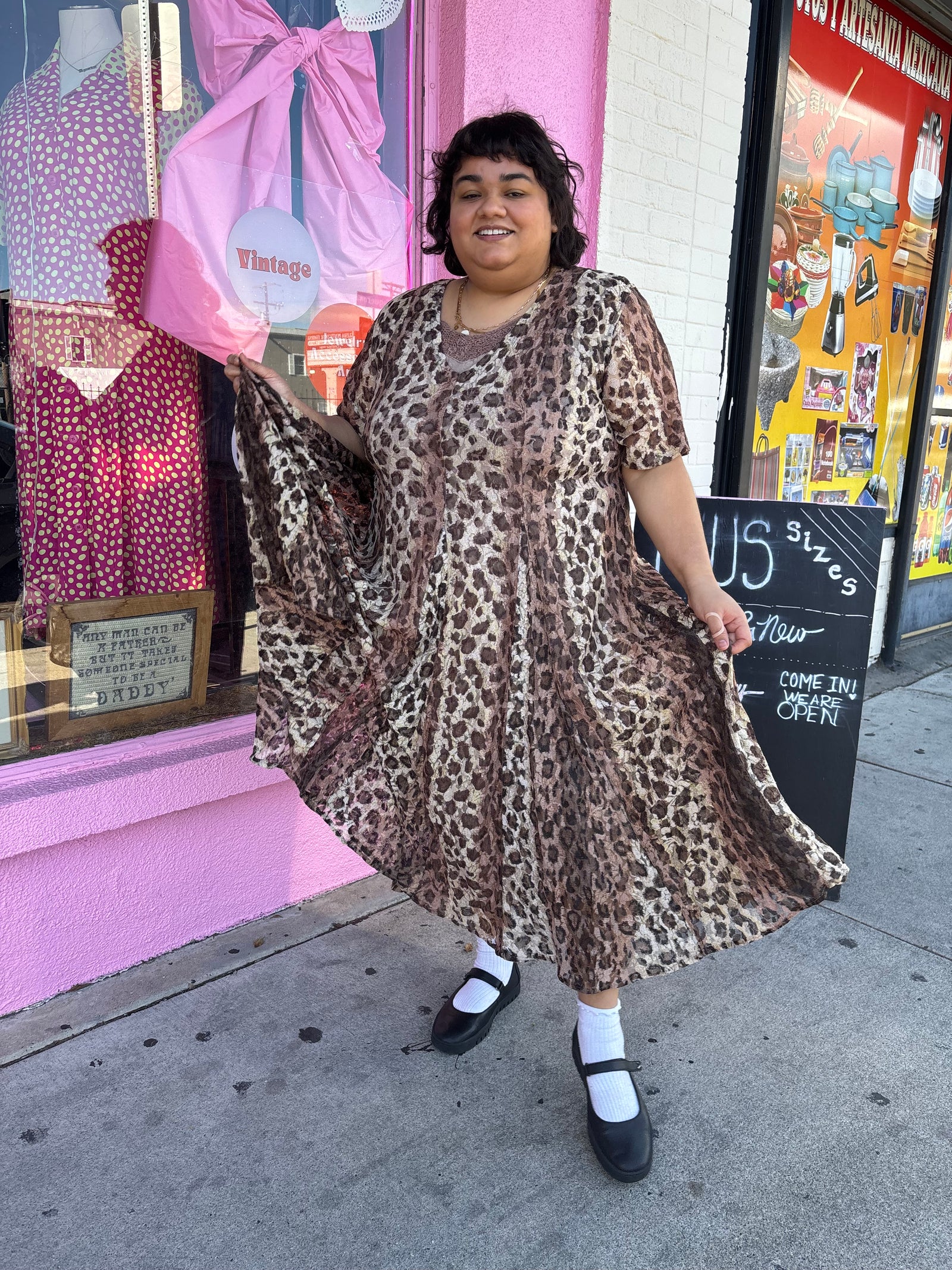 90's Vintage Cheetah Lace Overlay Maxi Dress - Size 20-26 2X-4X