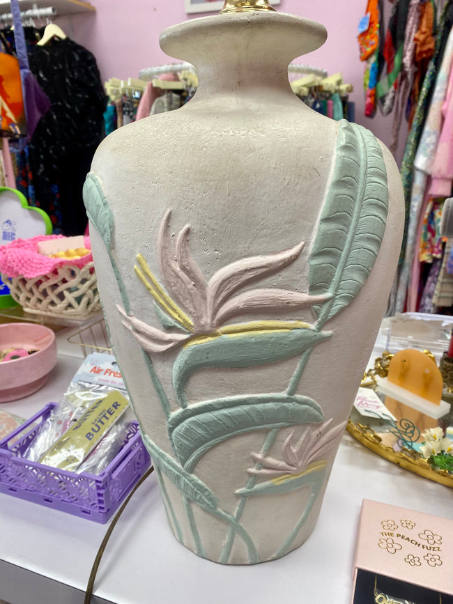 1980’s Coastal Lamp with Birds of Paradise - Local Pickup Only