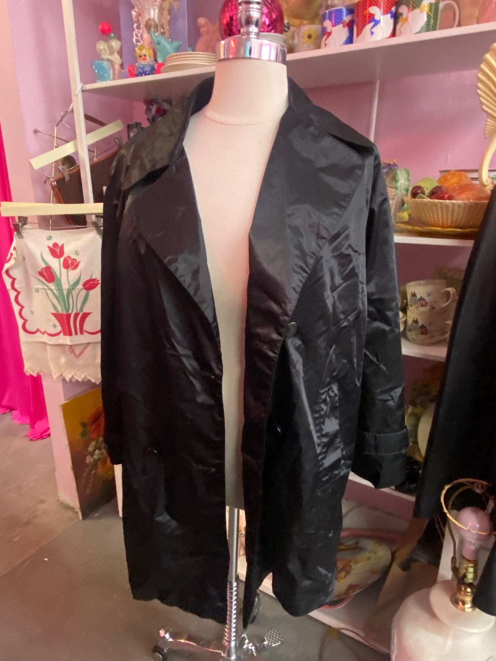 Y2K Nylon Trench Coat - Size 22