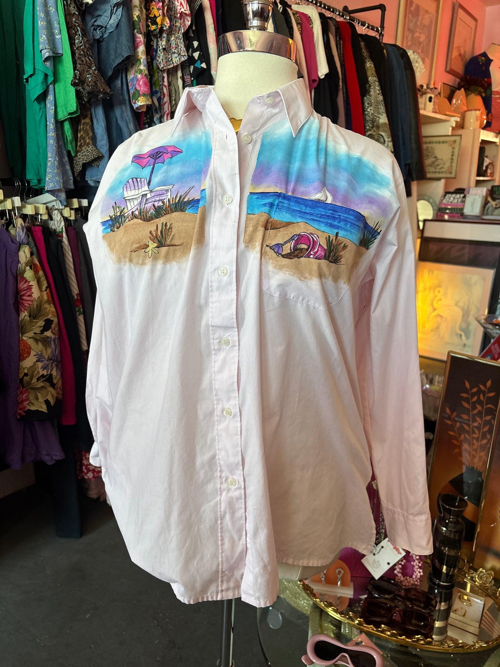 Beach Time Button up - 1X (oversized fit)