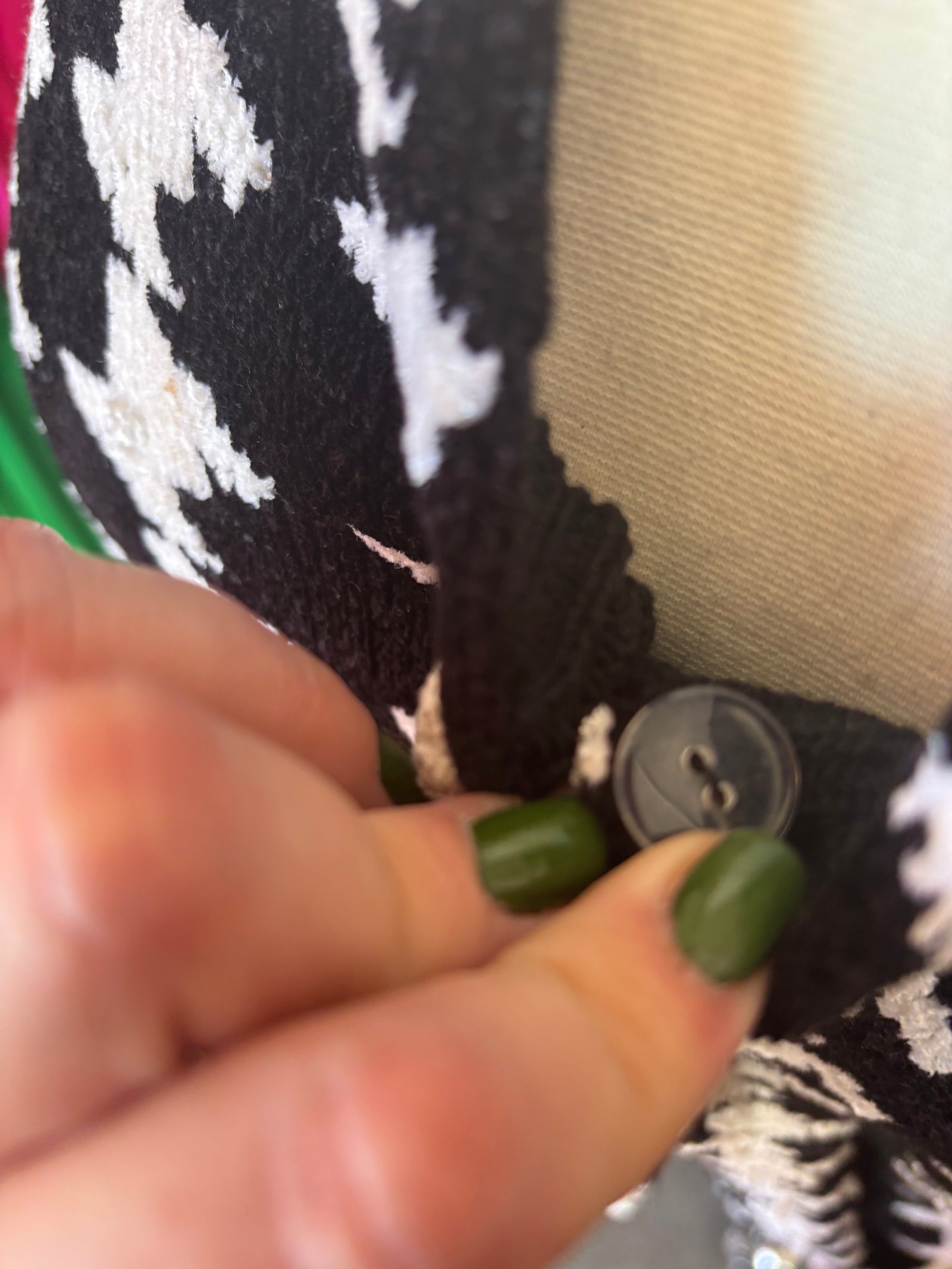 Houndstooth Chenille Cardigan with Loop Shag Collar - Size 2X-4X