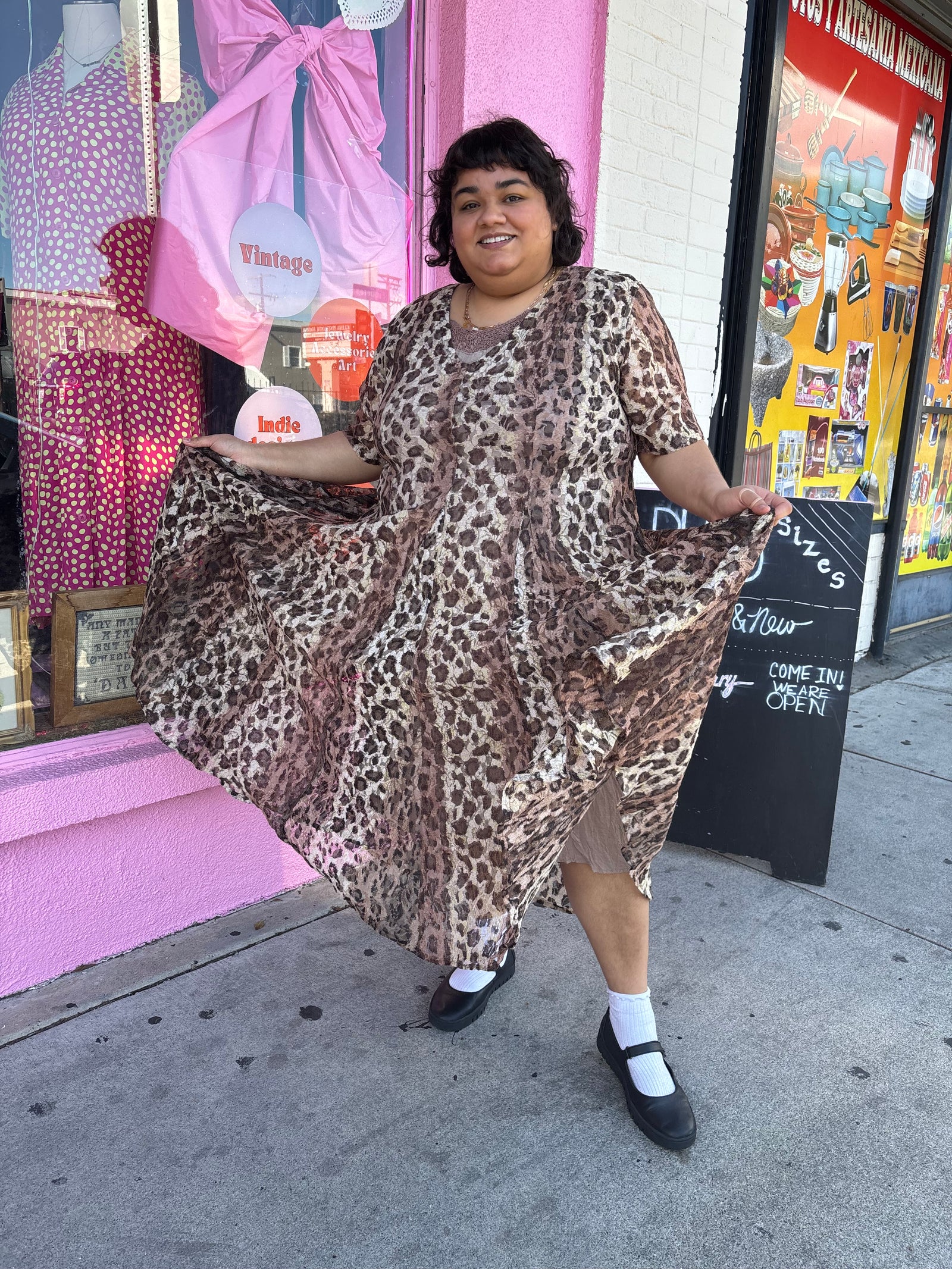 90's Vintage Cheetah Lace Overlay Maxi Dress - Size 20-26 2X-4X