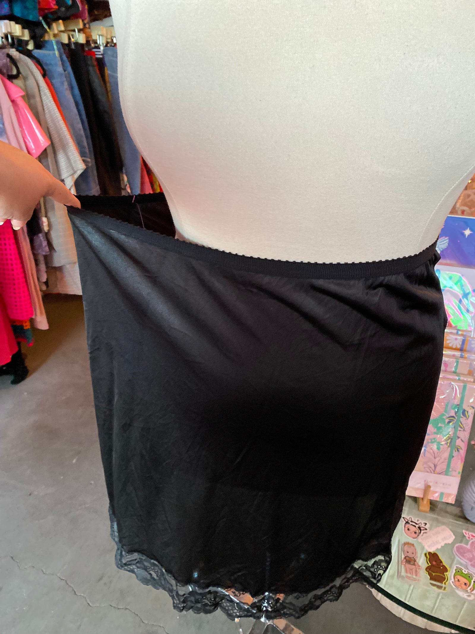 90's Slip Skirt with Lace Trim