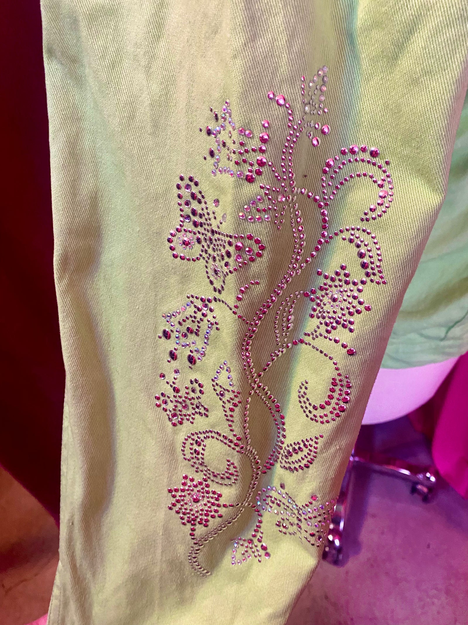 90’s Lime Bedazzled Denim Jacket - 1X