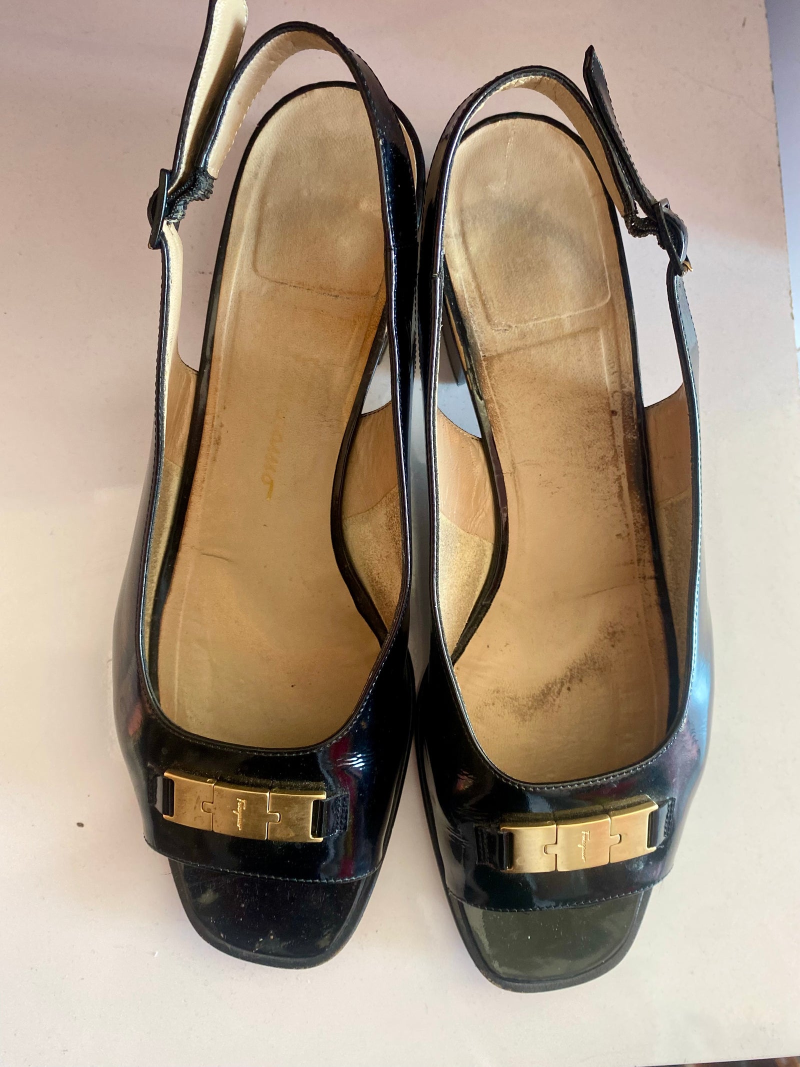 Patent Leather Ferragamo Sling backs - size 10