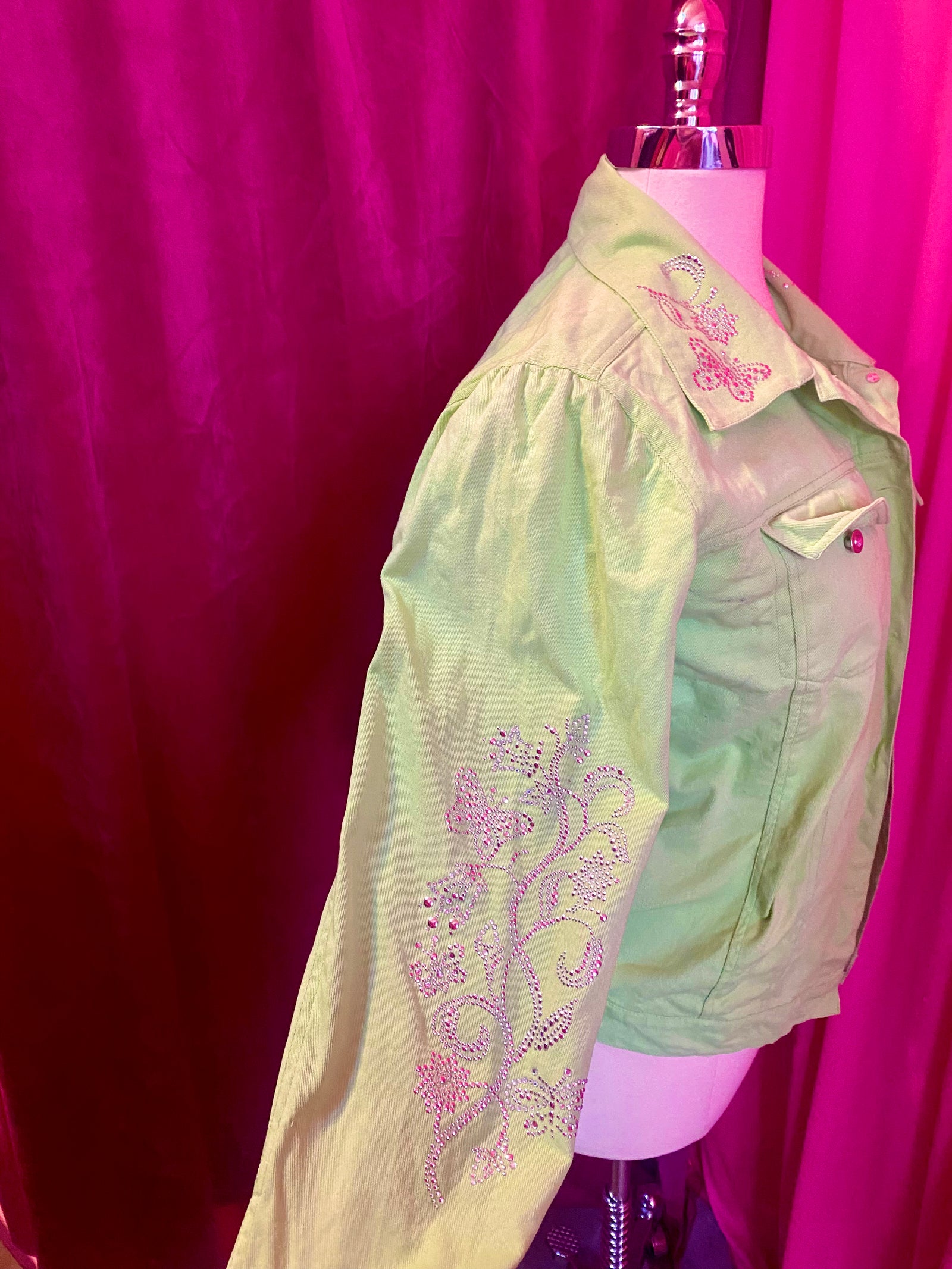 90’s Lime Bedazzled Denim Jacket - 1X