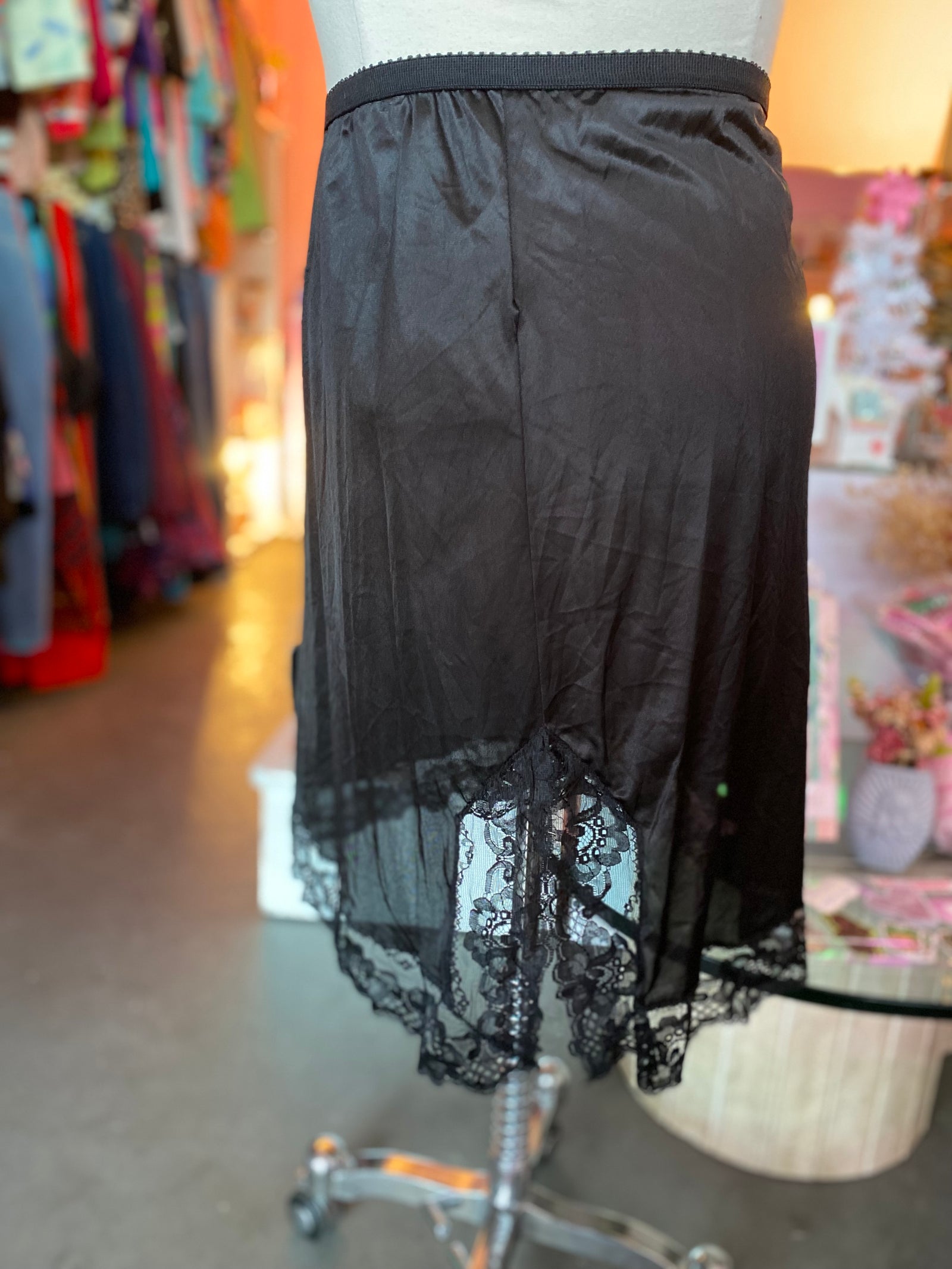 90's Slip Skirt with Lace Trim