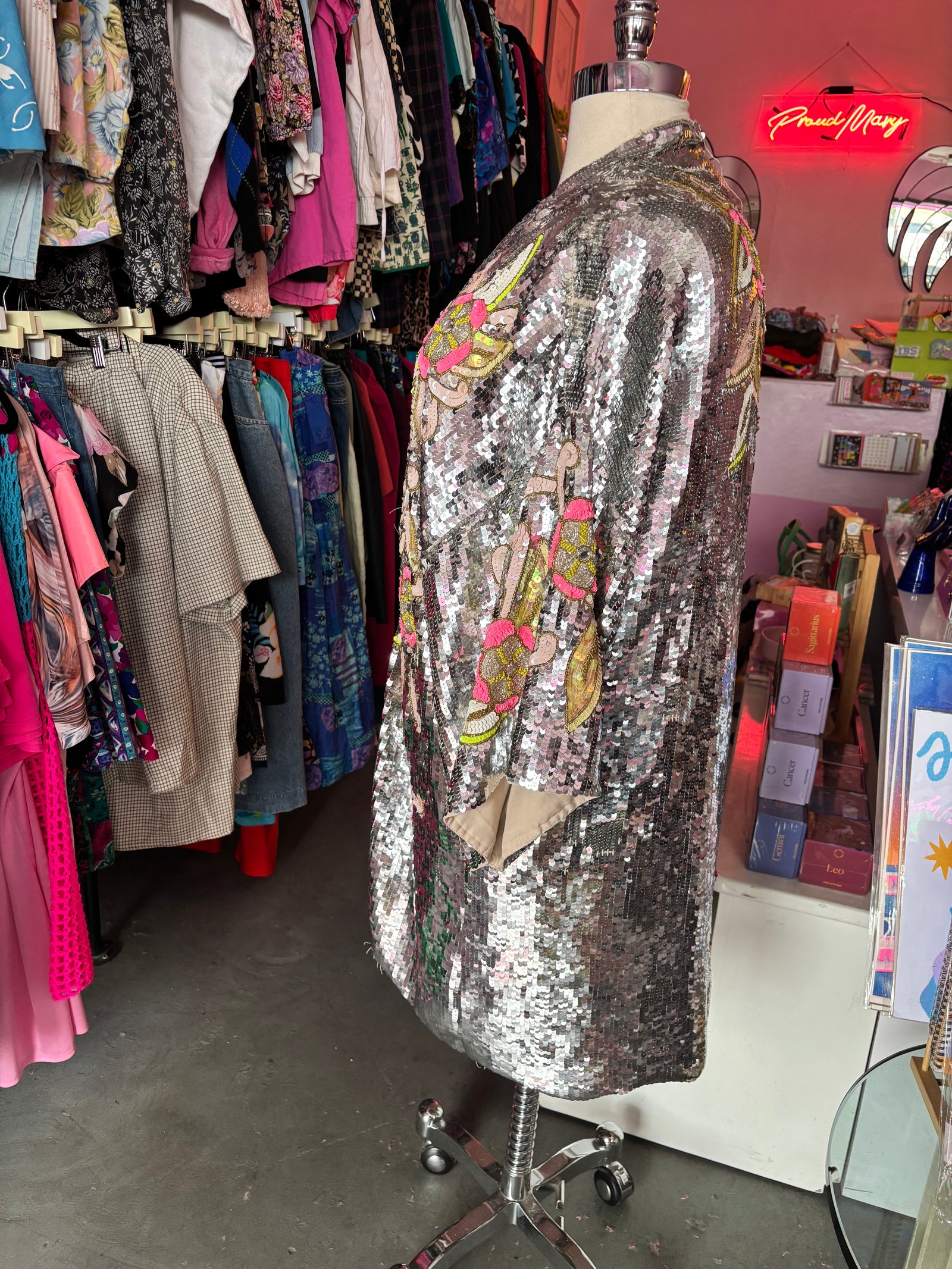 Asos Sequin Cover-up with Neon Floral Detail - 18/20