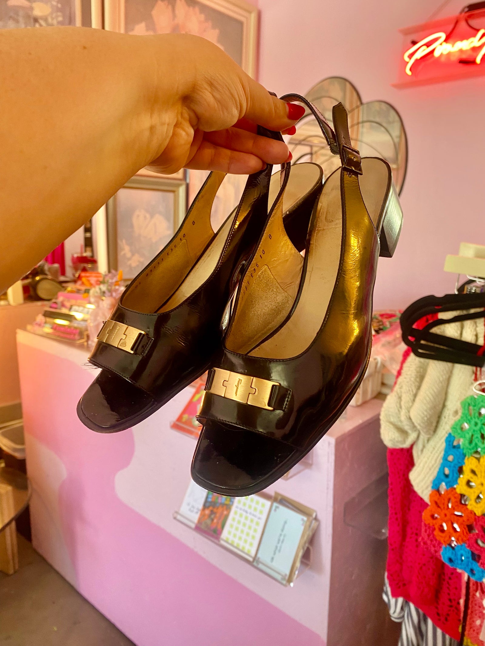 Patent Leather Ferragamo Sling backs - size 10