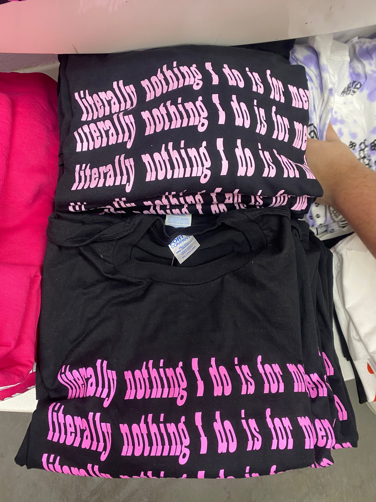 Literally Nothing Pink Ink on Black Screen Printed Tee