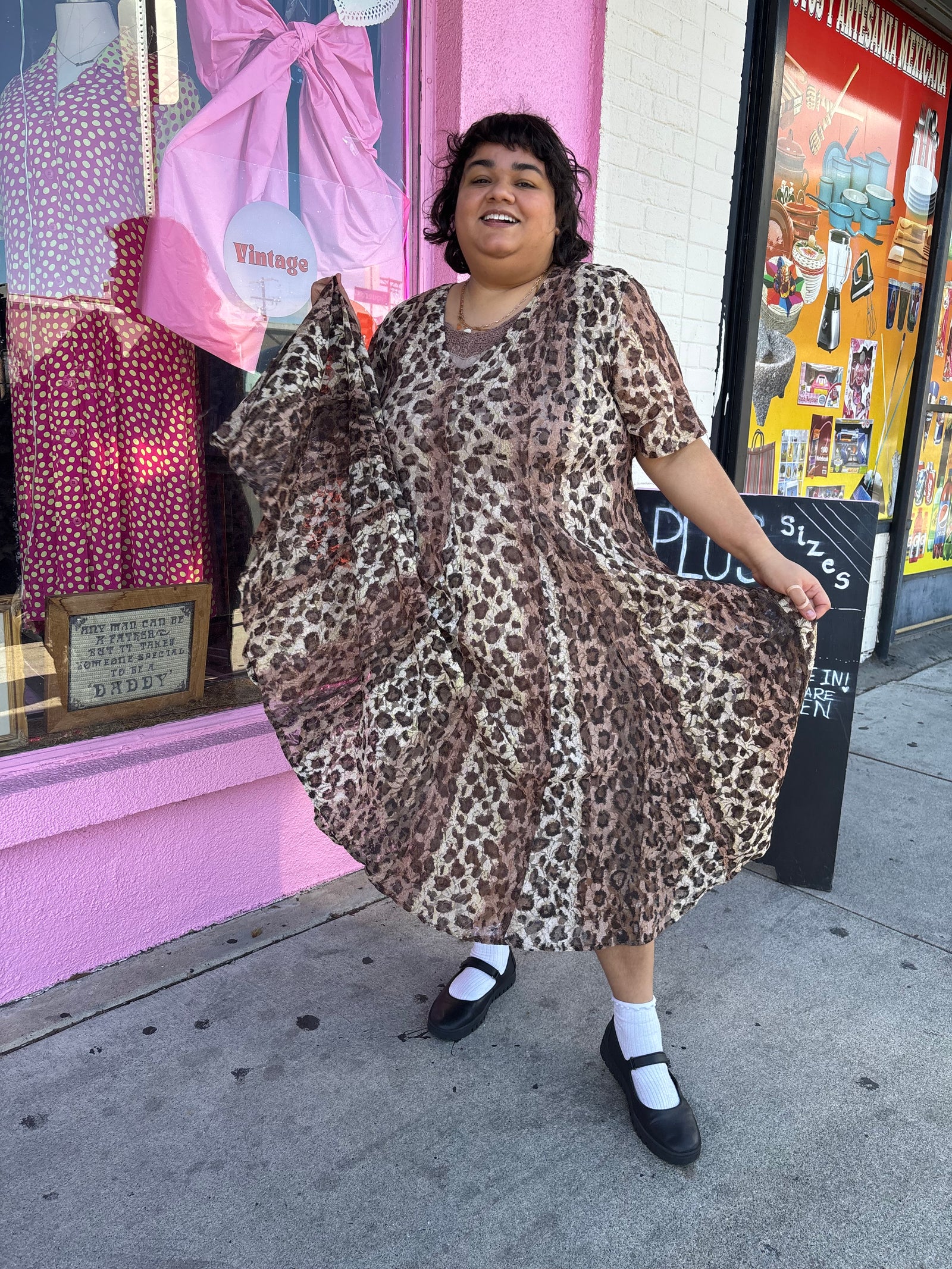 90's Vintage Cheetah Lace Overlay Maxi Dress - Size 20-26 2X-4X