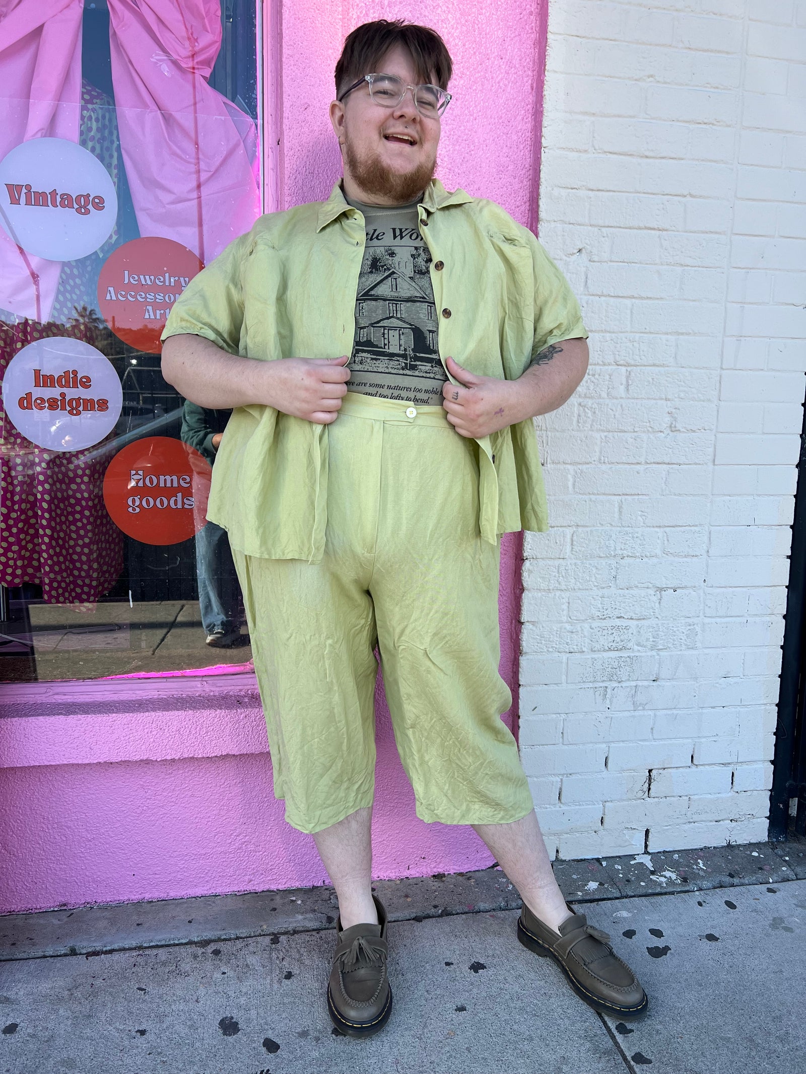 Light Green Linen Set - Size 2X/3X