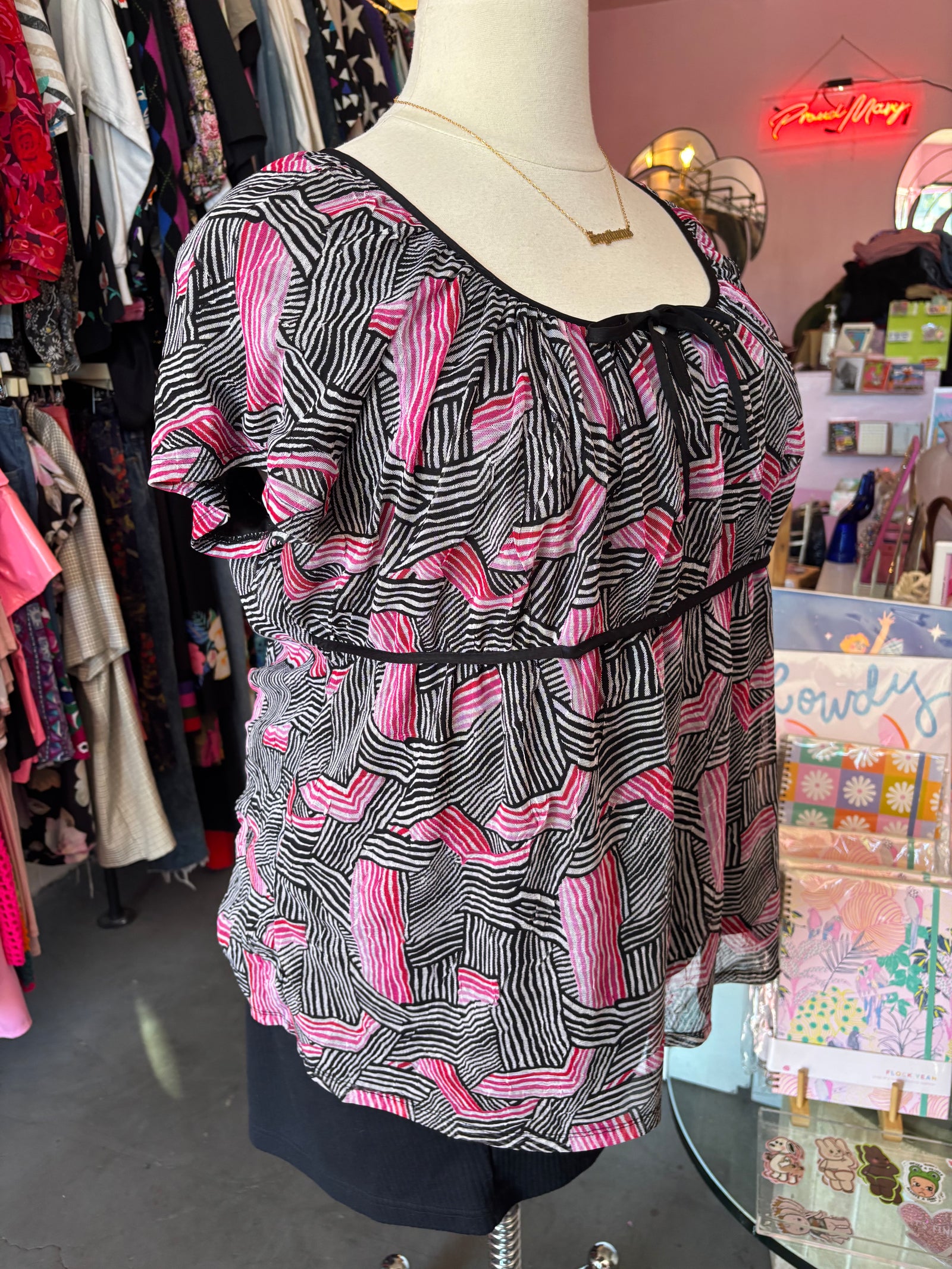 Y2K Short Sleeve Empire Waist Top - 3X