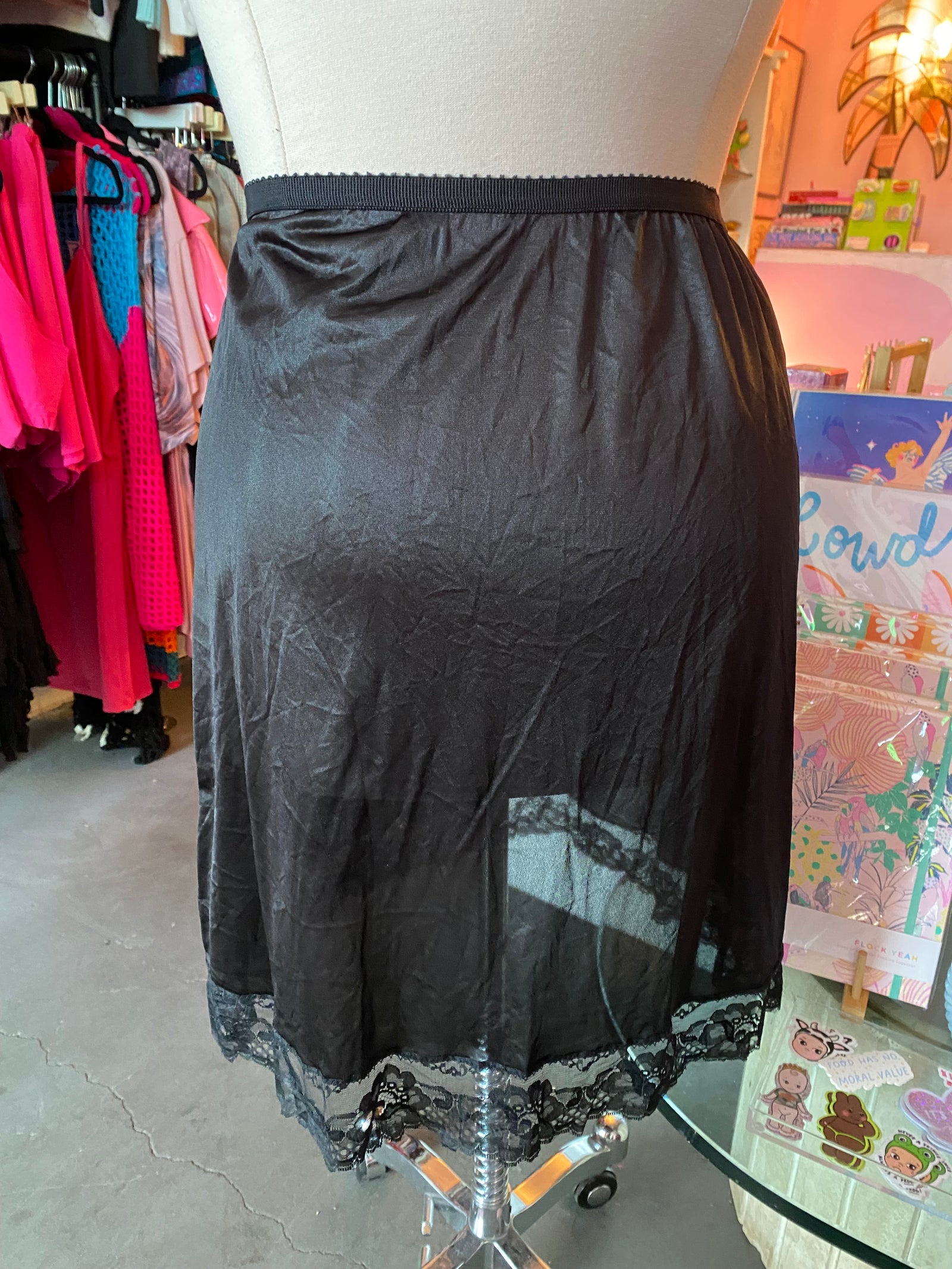 90's Slip Skirt with Lace Trim