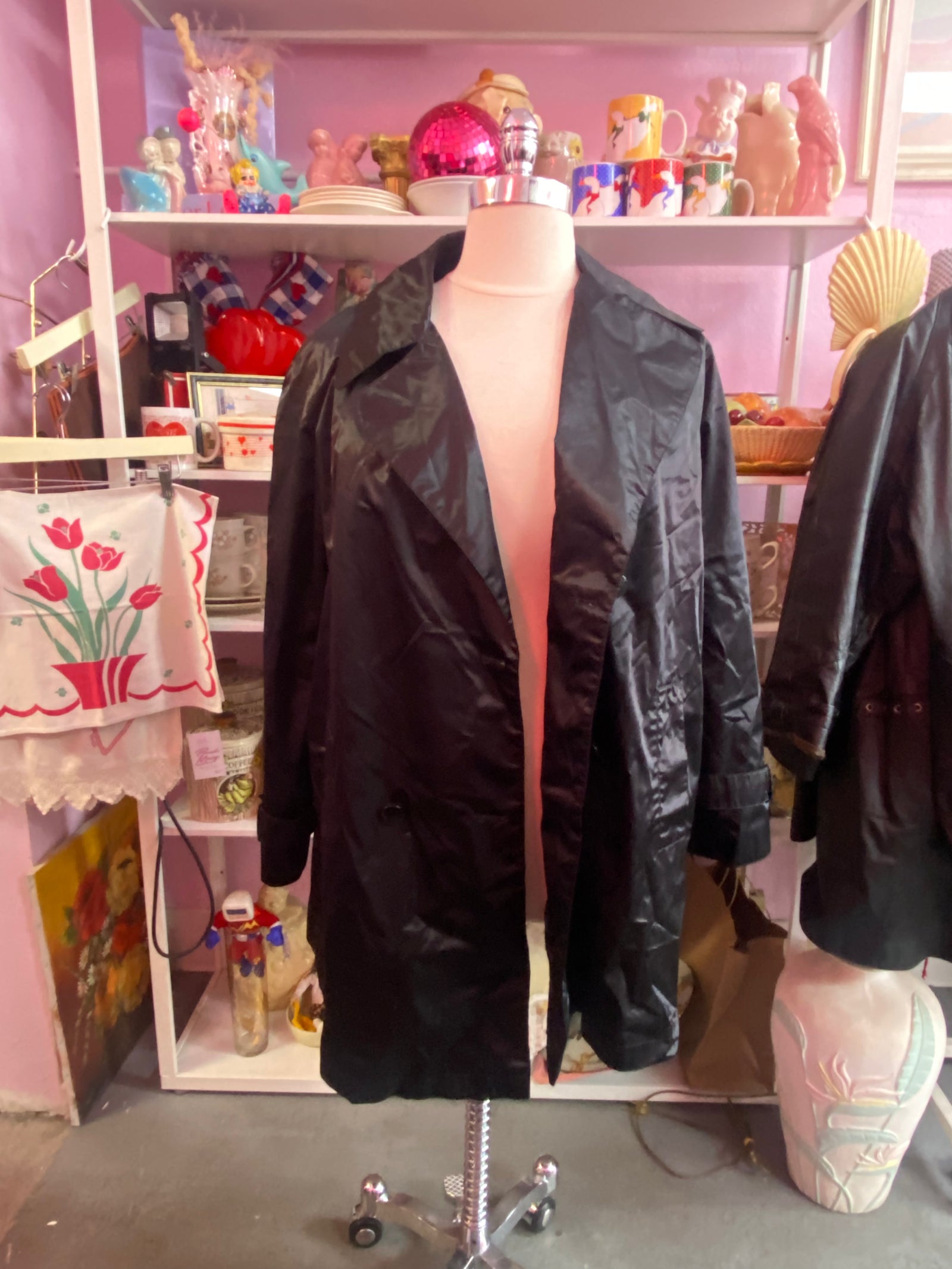 Y2K Nylon Trench Coat - Size 22