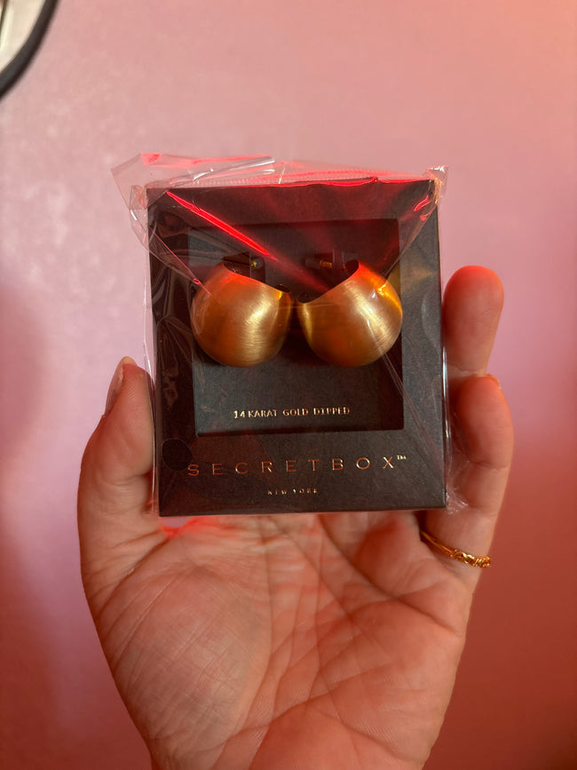 14K gold dipped brushed globe hoops