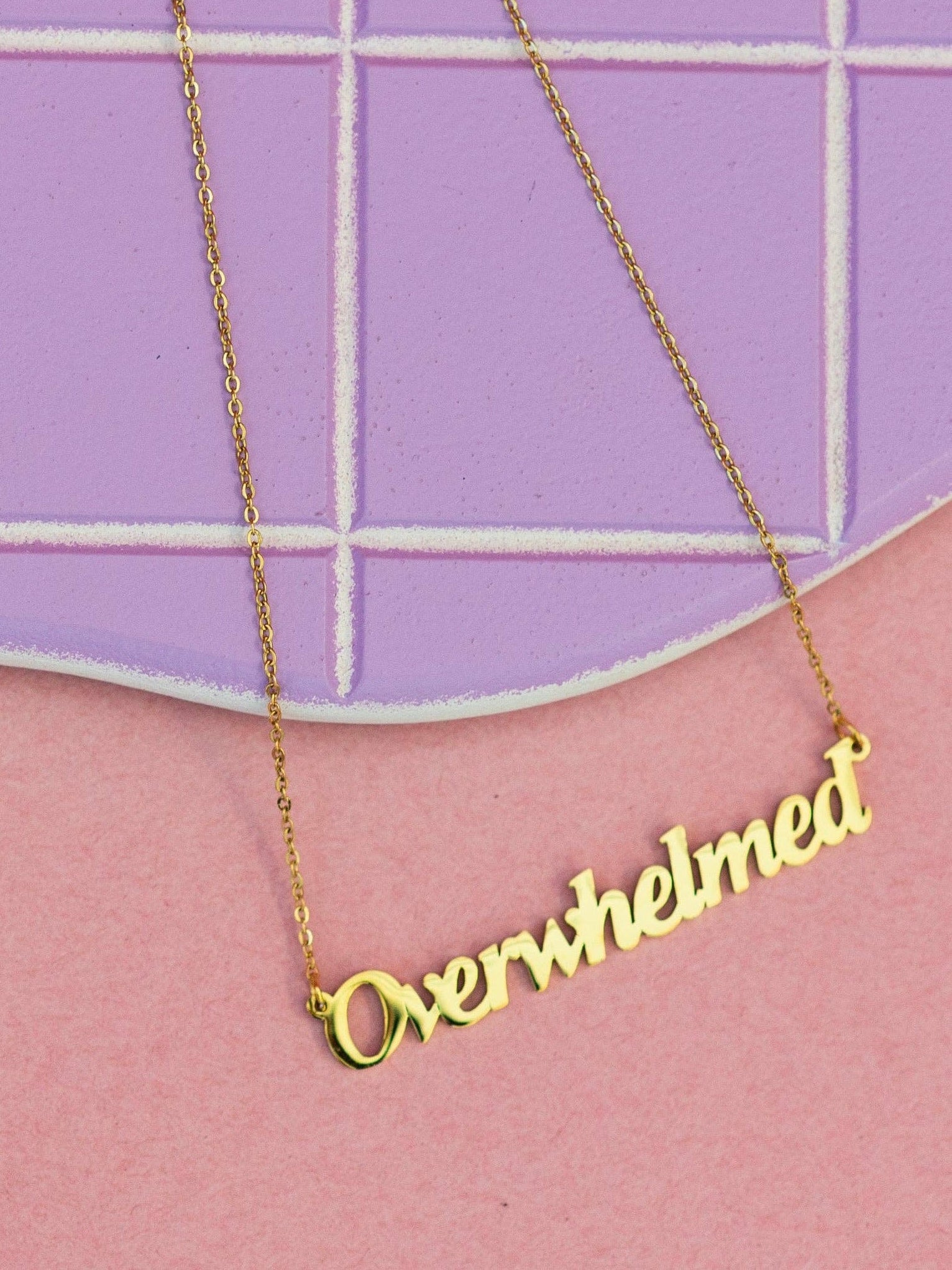 Overwhelmed Nameplate Necklace