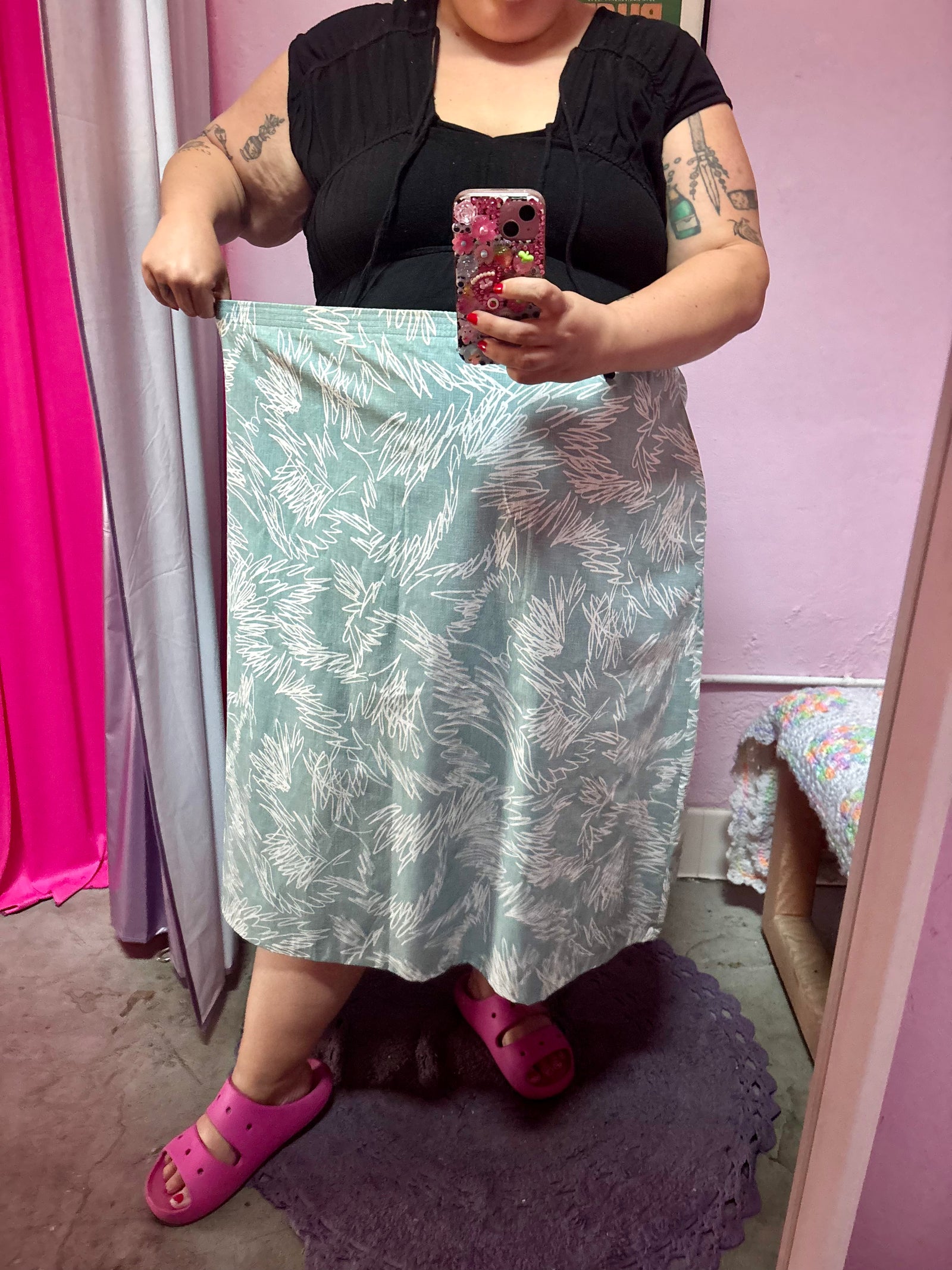 80’s Squiggle Midi Skirt - Size 4X/5X