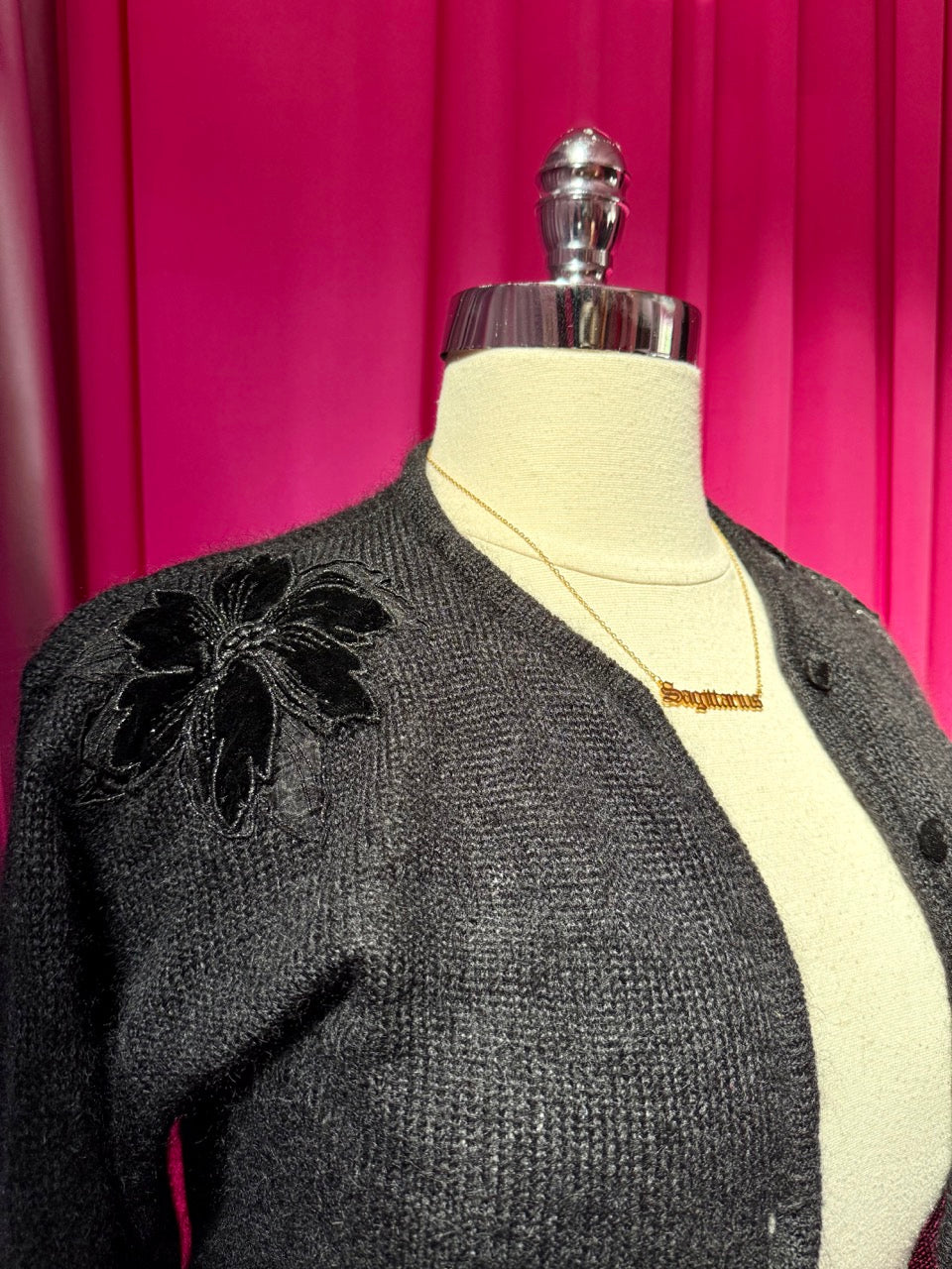 90s Mohair Cardigan with Floral Applique