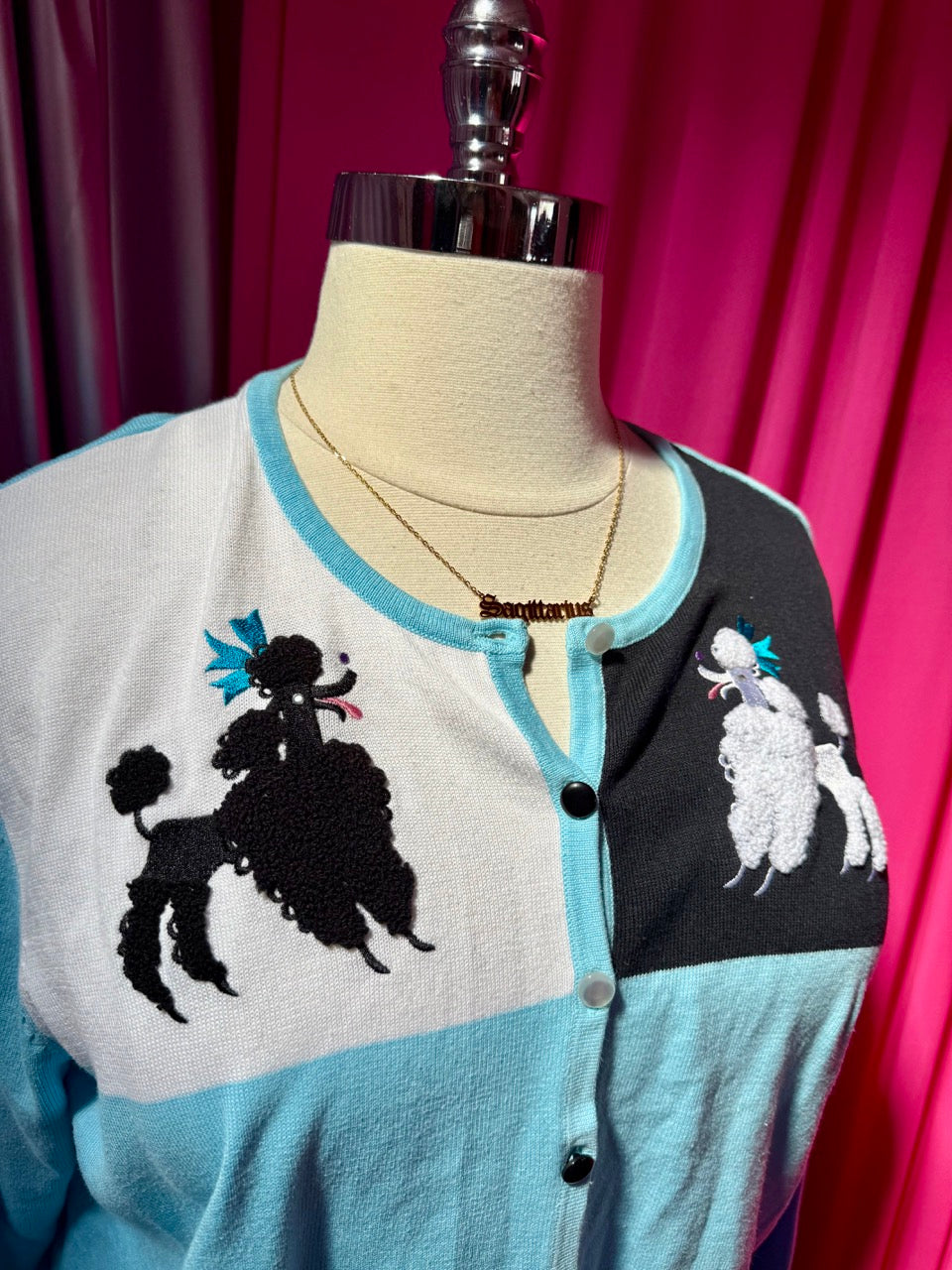 Bob Mackie Fluffy Poodle Baby Blue Cardigan