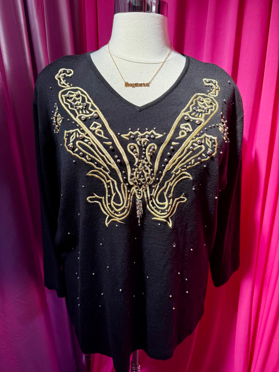 80s Golden Night Sky Sweater - Size 1X-2X