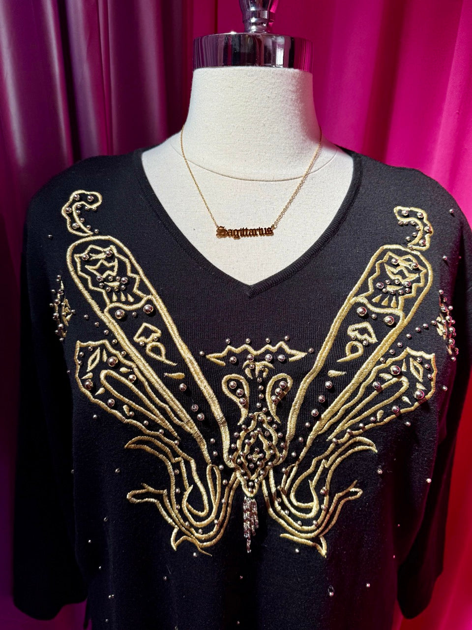 80s Golden Night Sky Sweater - Size 1X-2X