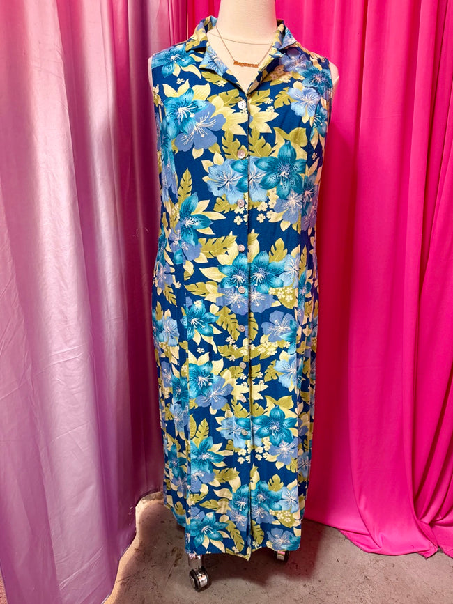 Ocean Water Hibiscus Criss Cross Dress - 20W 2X