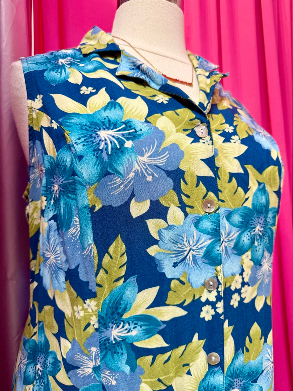 Ocean Water Hibiscus Criss Cross Dress - 20W 2X