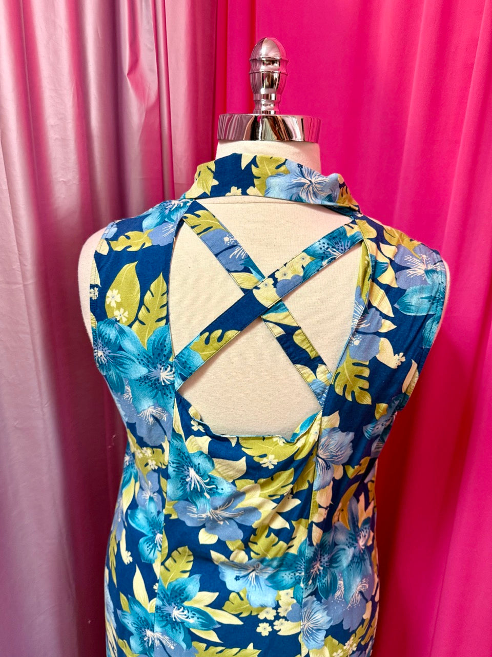 Ocean Water Hibiscus Criss Cross Dress - 20W 2X