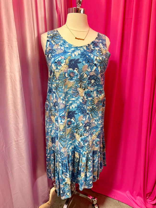 Floaty Florals Cotton Ruffle Dress - Size 16 1X