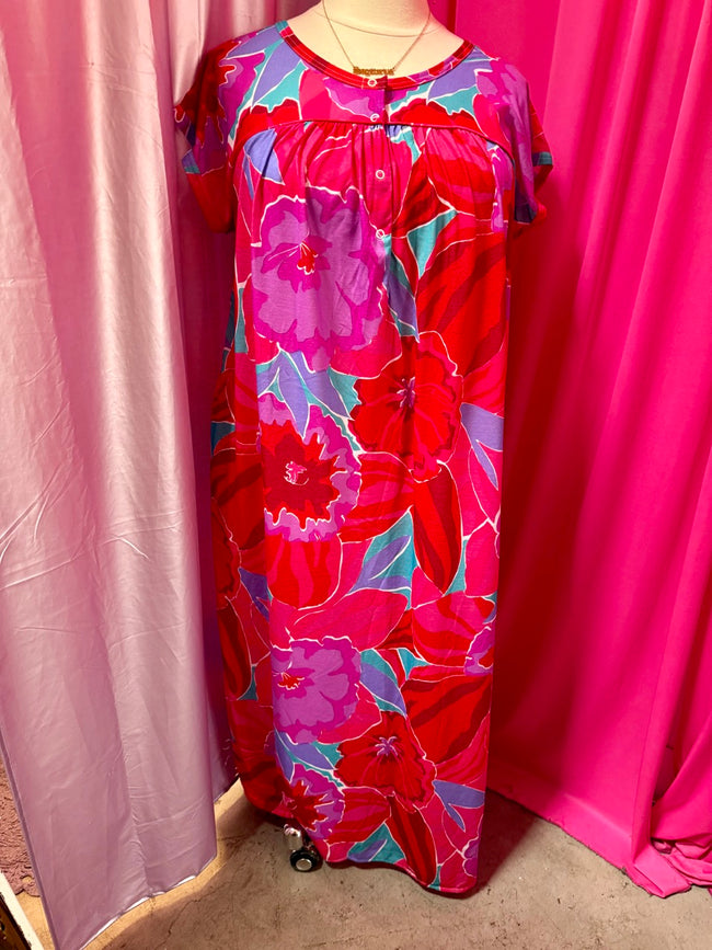 80s Summer Floral House Dress - Size 18 2X