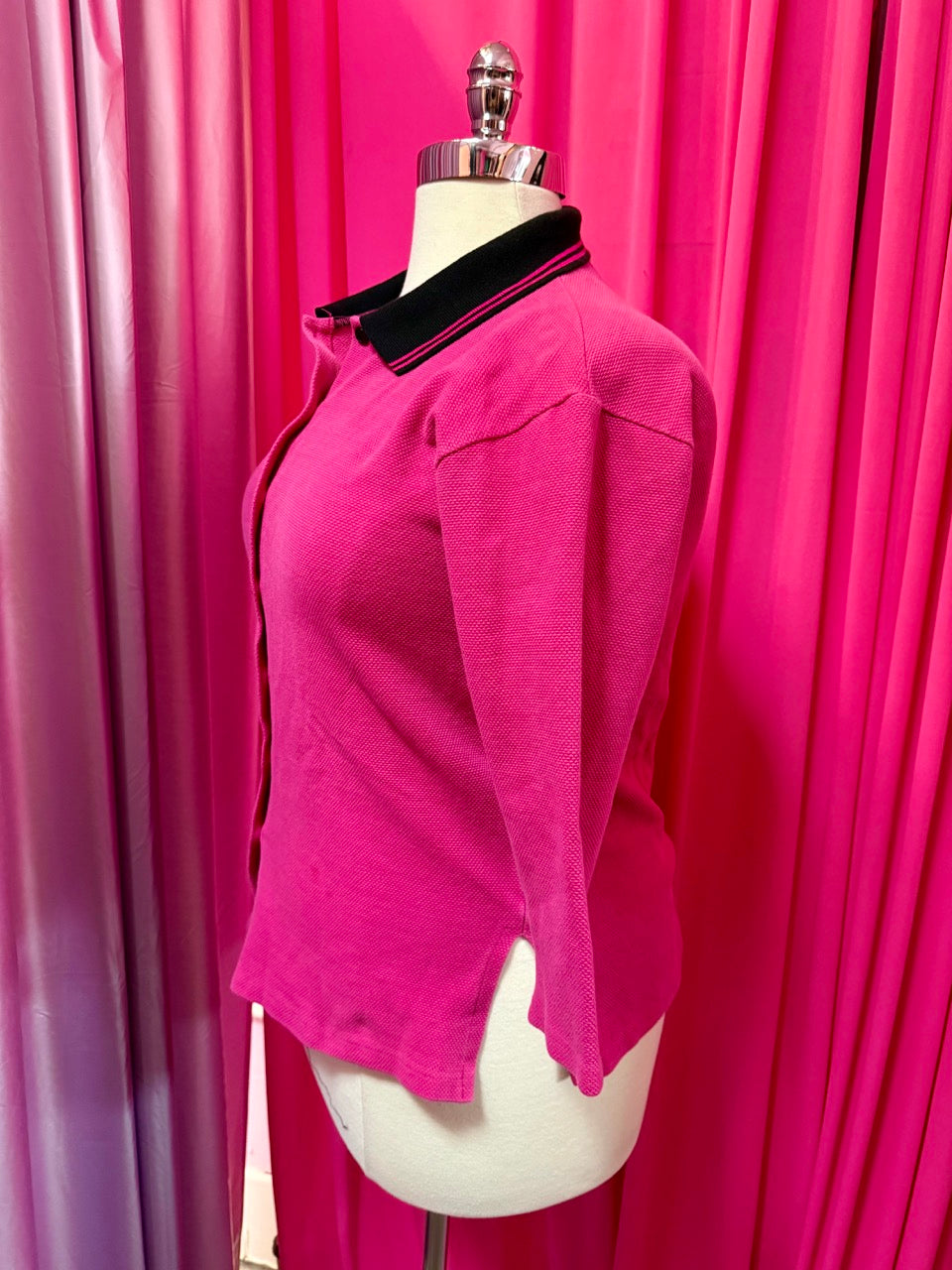 Hot Pink and Buttons Collared Button Up - Size XL/1X