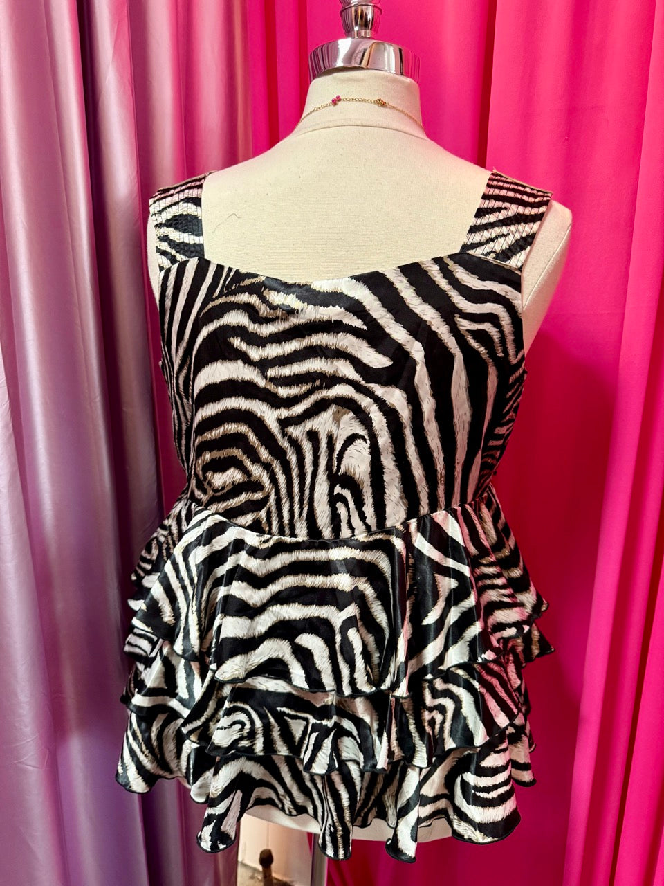Y2K Zebra Baby Doll Top