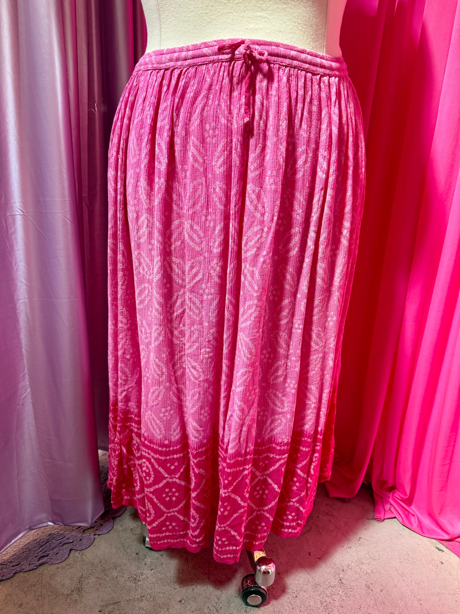 Pink Summer Floaty Midi Skirt