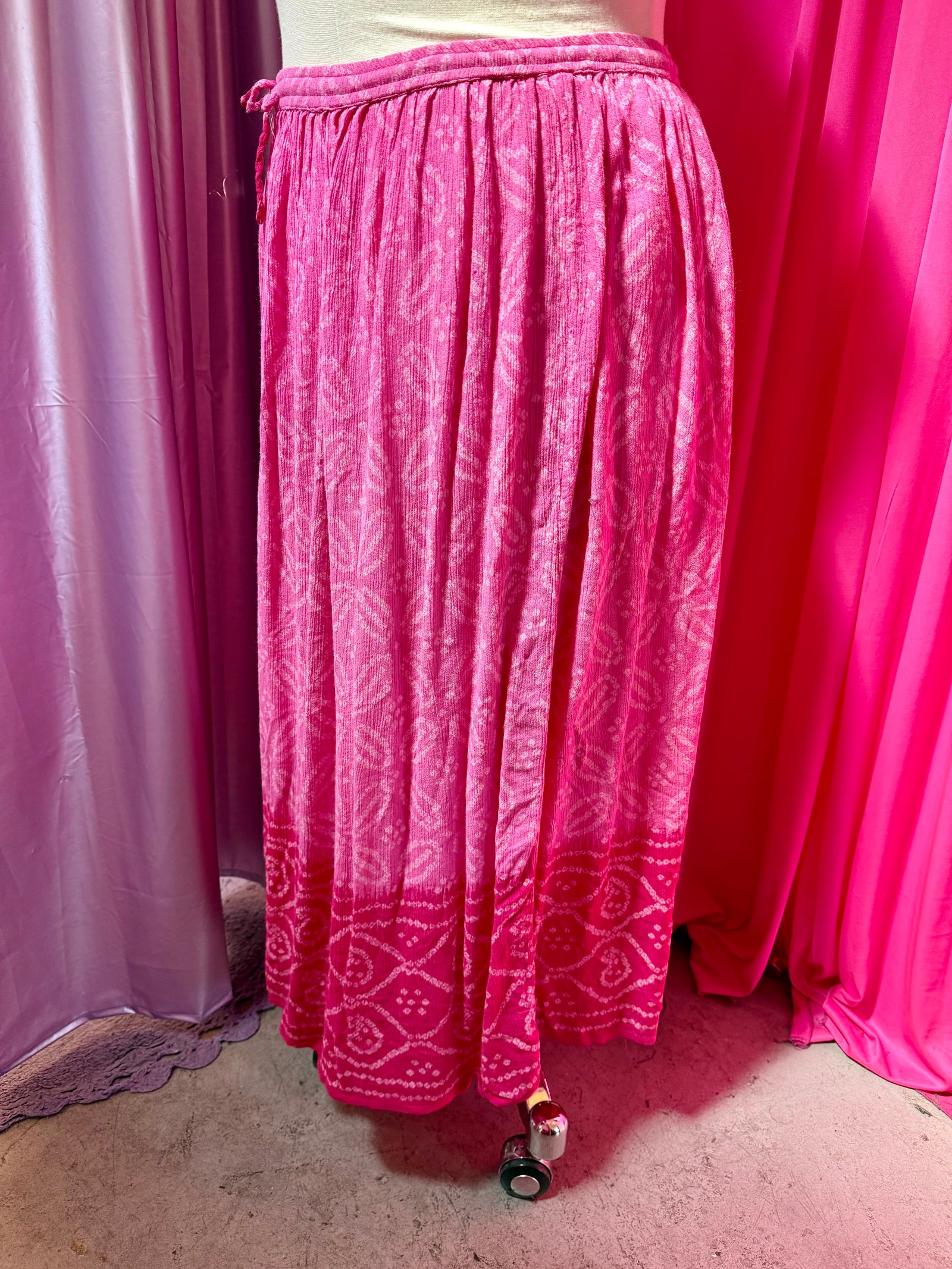 Pink Summer Floaty Midi Skirt