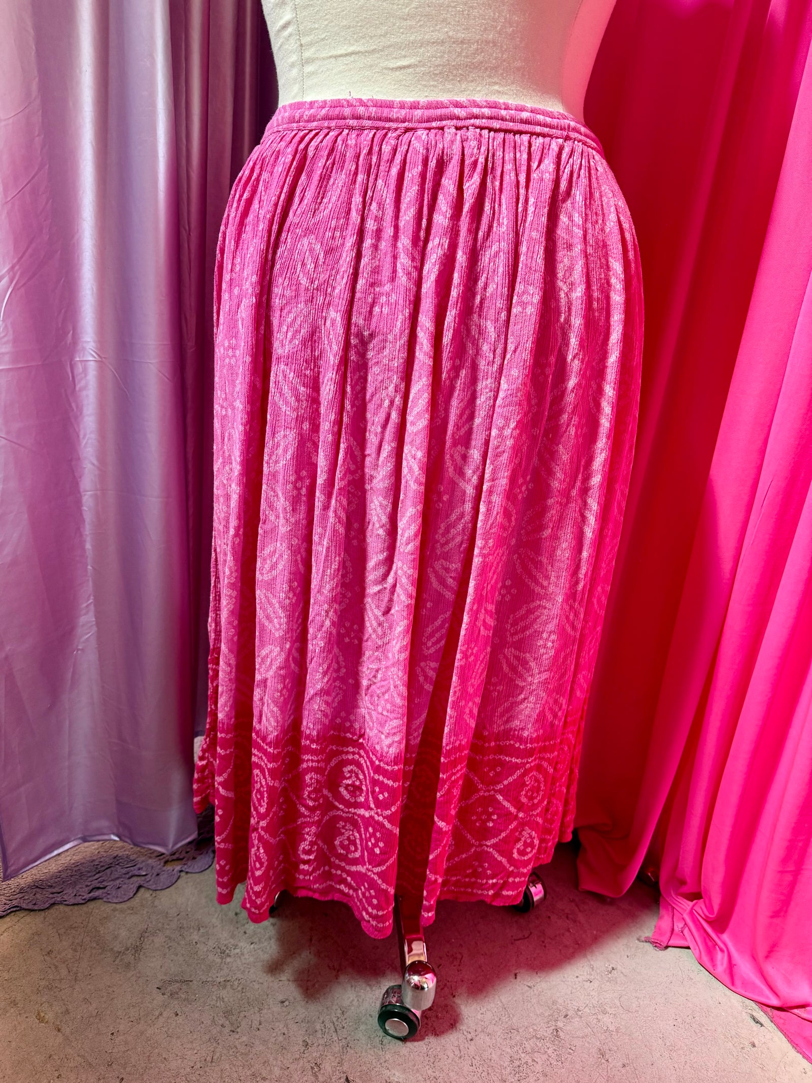 Pink Summer Floaty Midi Skirt