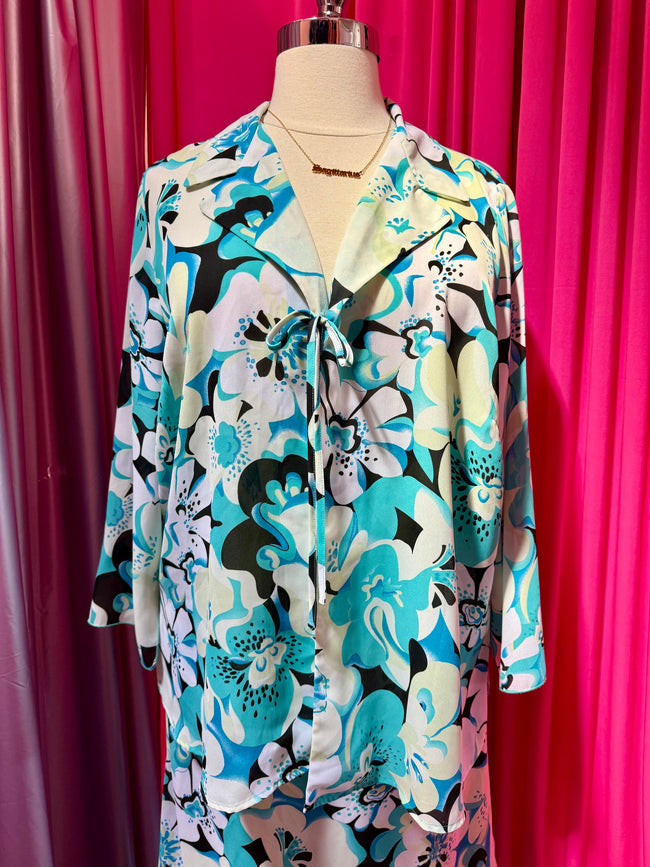 90s Pop Floral Asymmetrical Two Piece - Size 3X