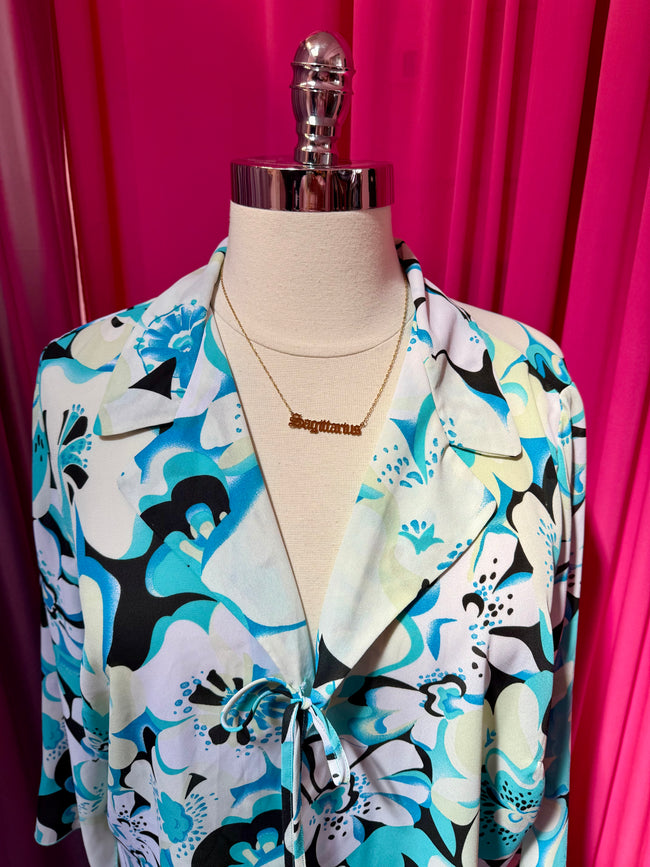 90s Pop Floral Asymmetrical Two Piece - Size 3X